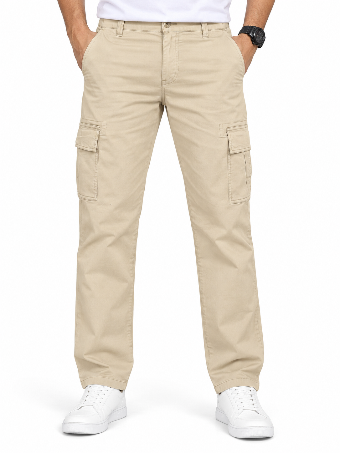 Men’s Khaki Beige 6-Pocket Cargo Pant