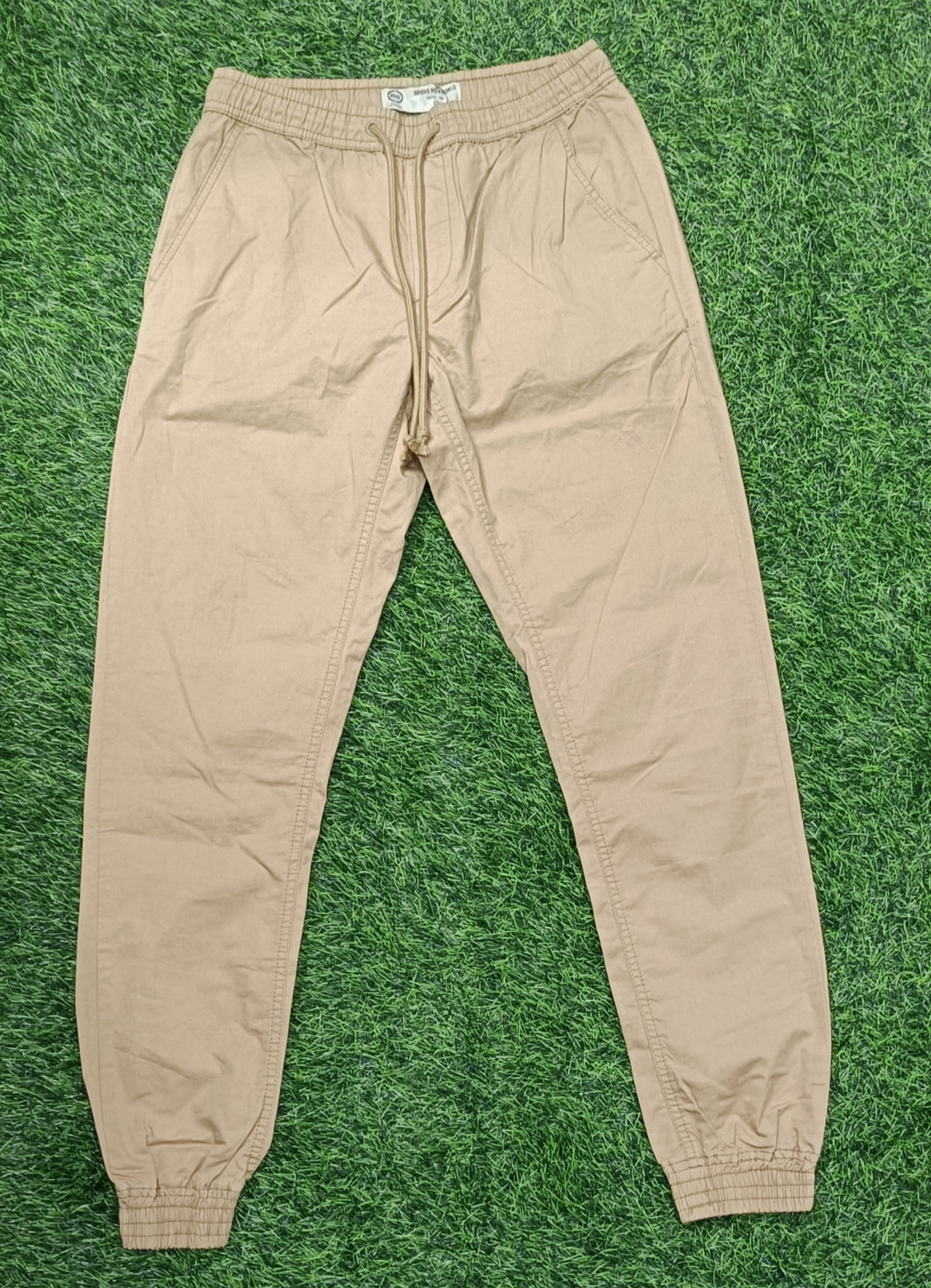 Men’s Beige 4-Pocket Elastic Waist Jogger Pant