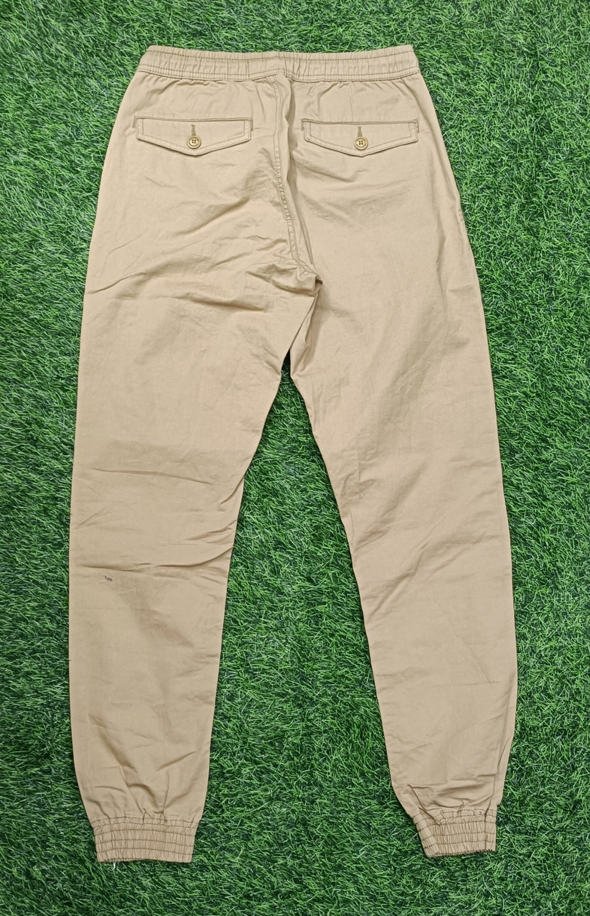 Men’s Beige 4-Pocket Elastic Waist Jogger Pant