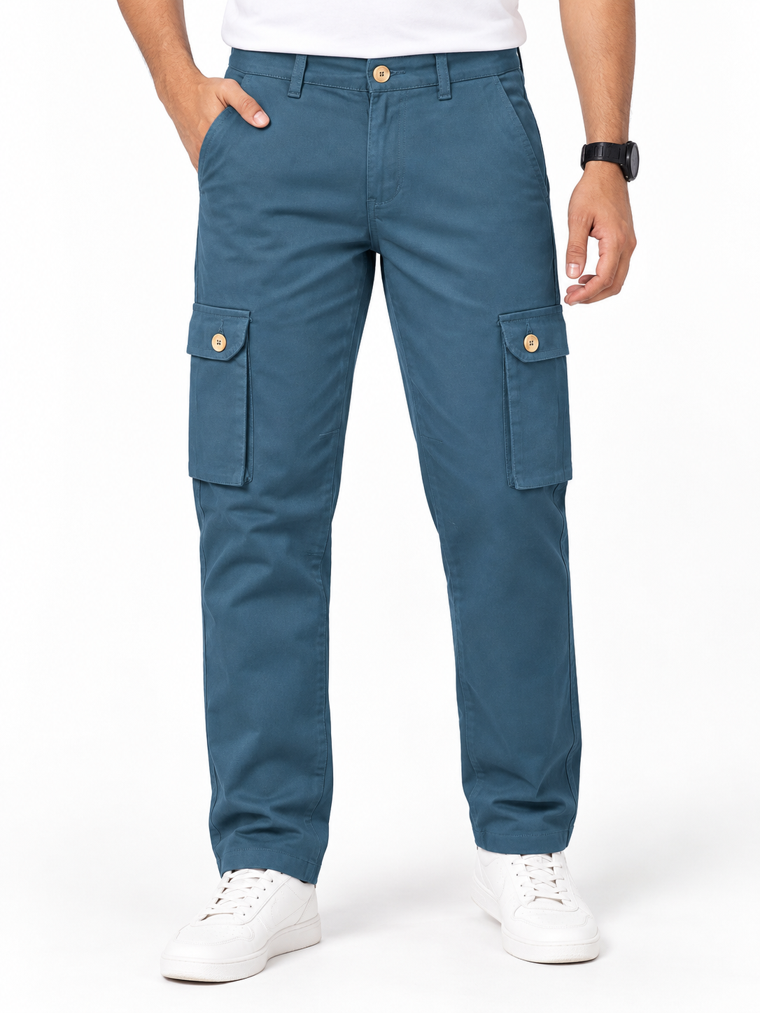 Men's Classic Slate Blue Color 6-Pocket Cargo Pant