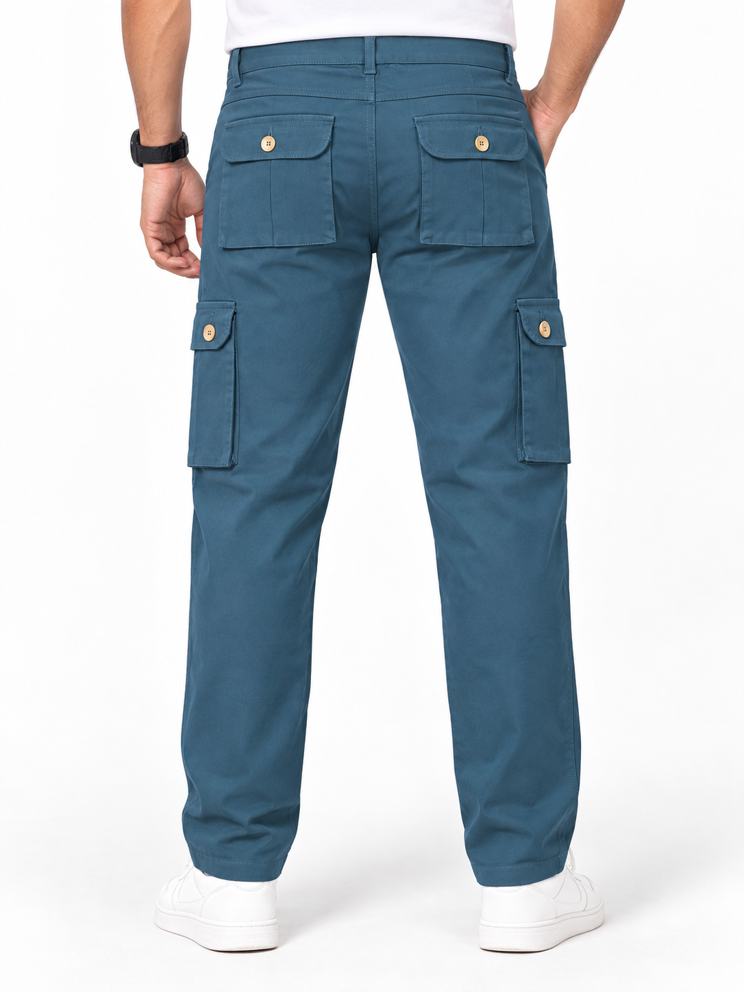 Men's Classic Slate Blue Color 6-Pocket Cargo Pant