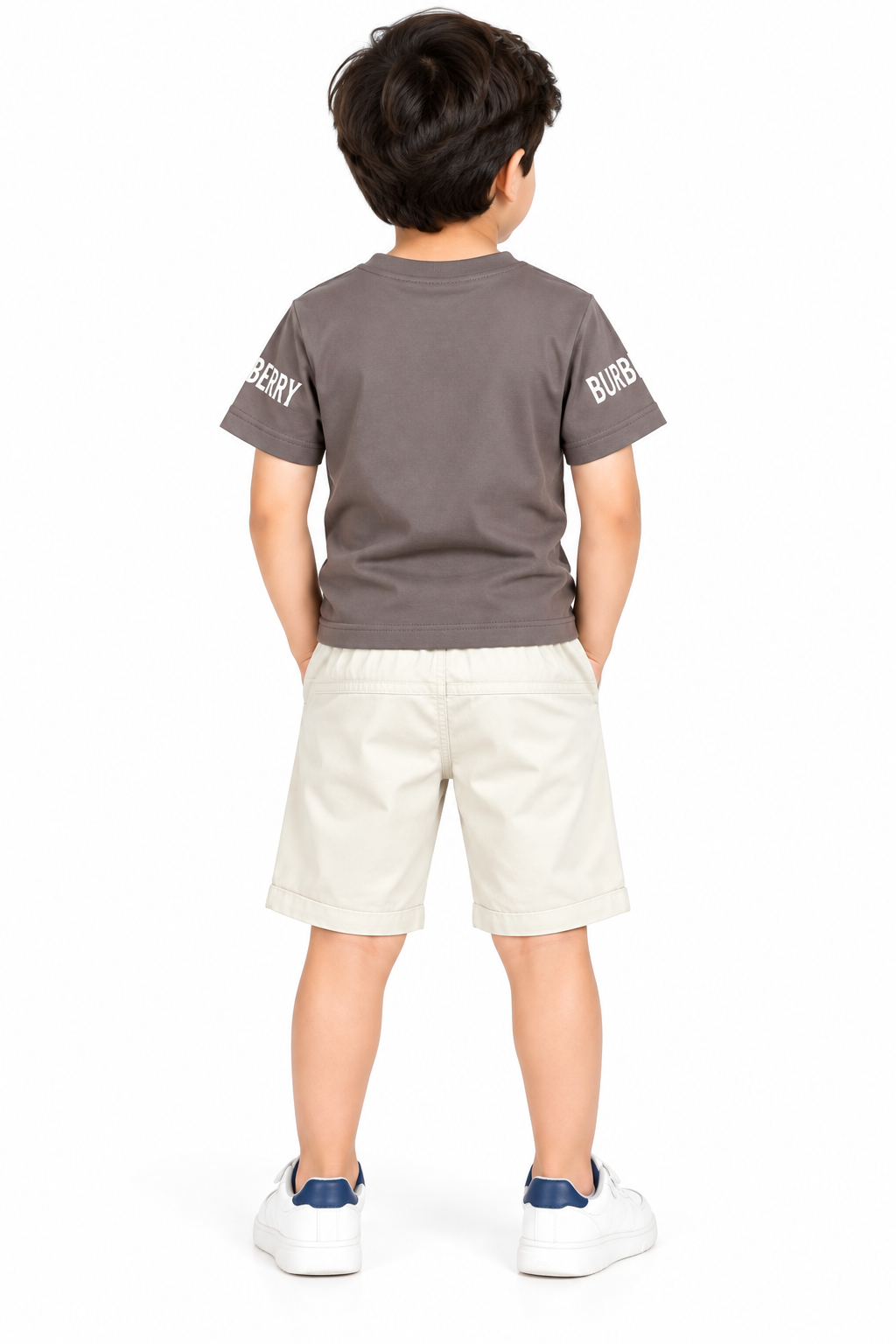 Kids Coffee Printed T-Shirt & Cream Cargo Short Set