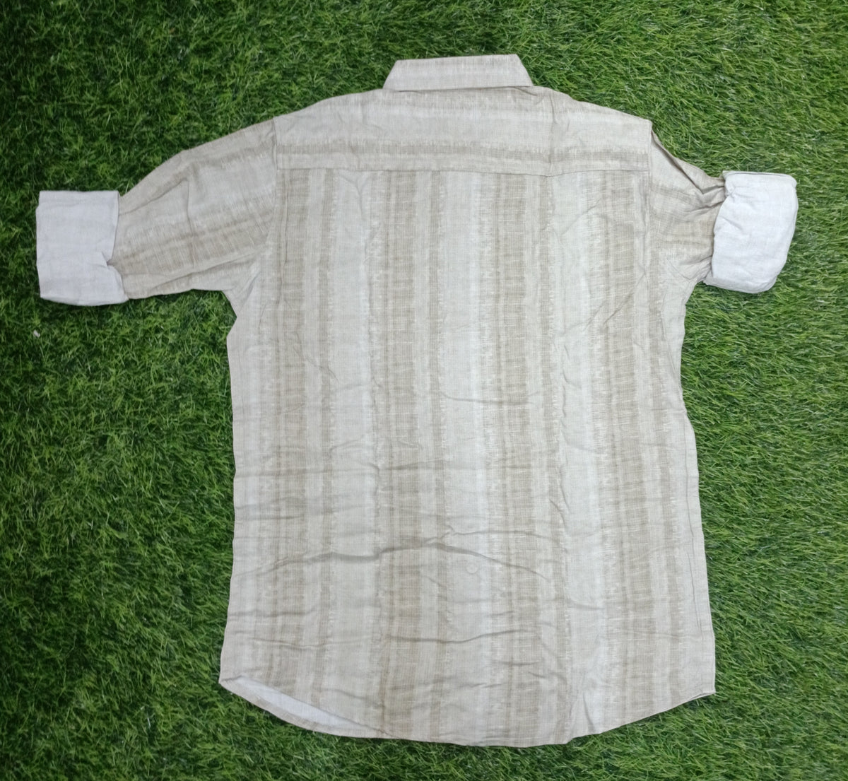 Boys Beige Textured  Full Sleeve Shirt