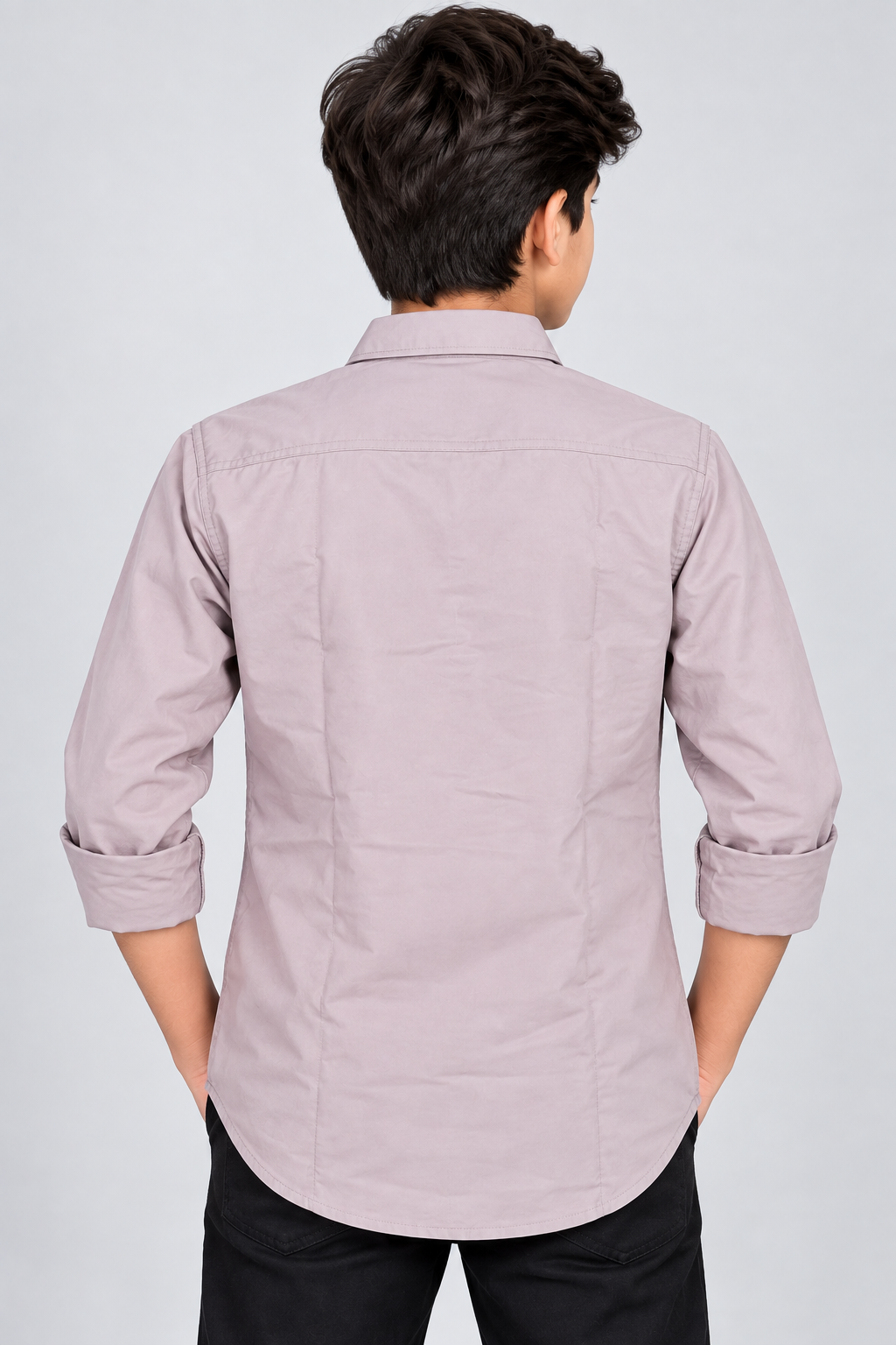 Boys Dusty Pink Colour Solid Full Sleeve Shirt