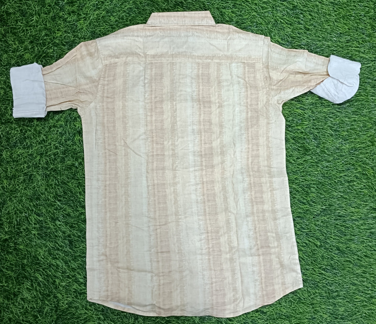 Boys Cream & Light Orange Textured Full Sleeve Shirt