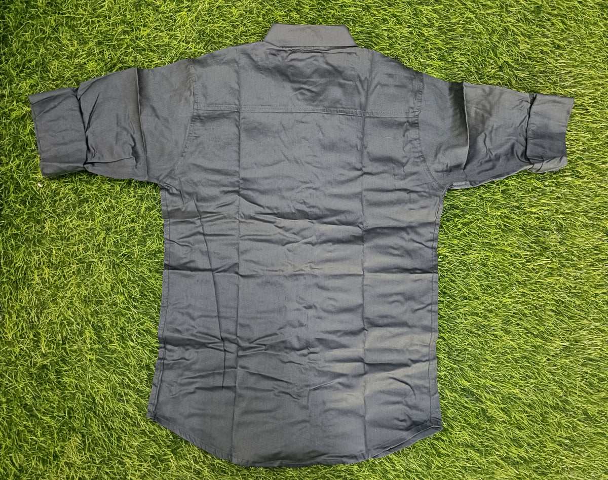 Boys Charcoal Grey Embellished Full Sleeve Shirt