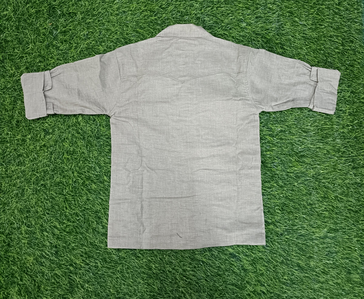 Boys Beige Multi-Pocket Full Sleeve Shirt