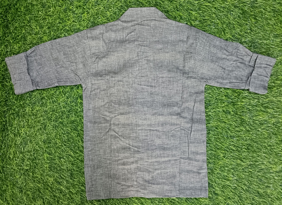 Boys Grey Textured Multi-Pocket Full Sleeve Shirt