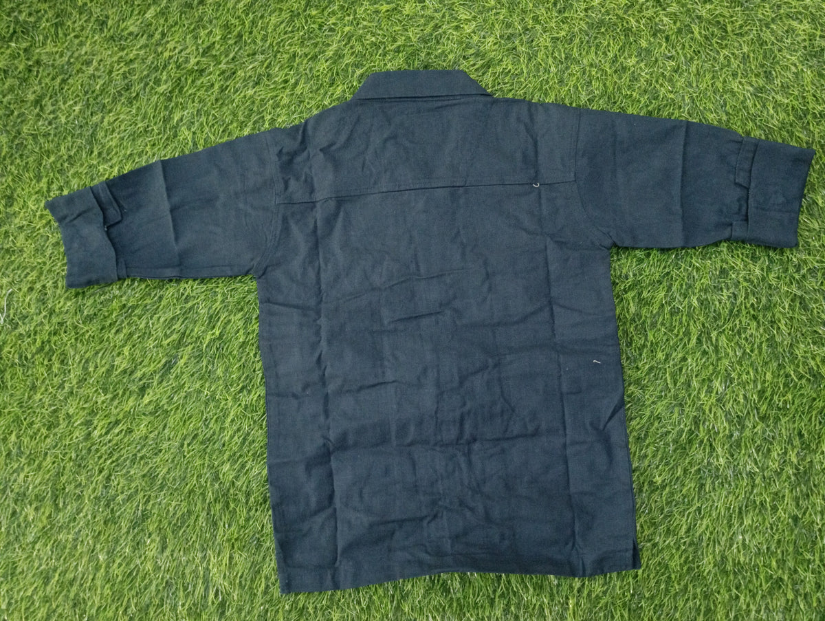 Boys Navy Blue Floral Embroidered Full Sleeve Shirt