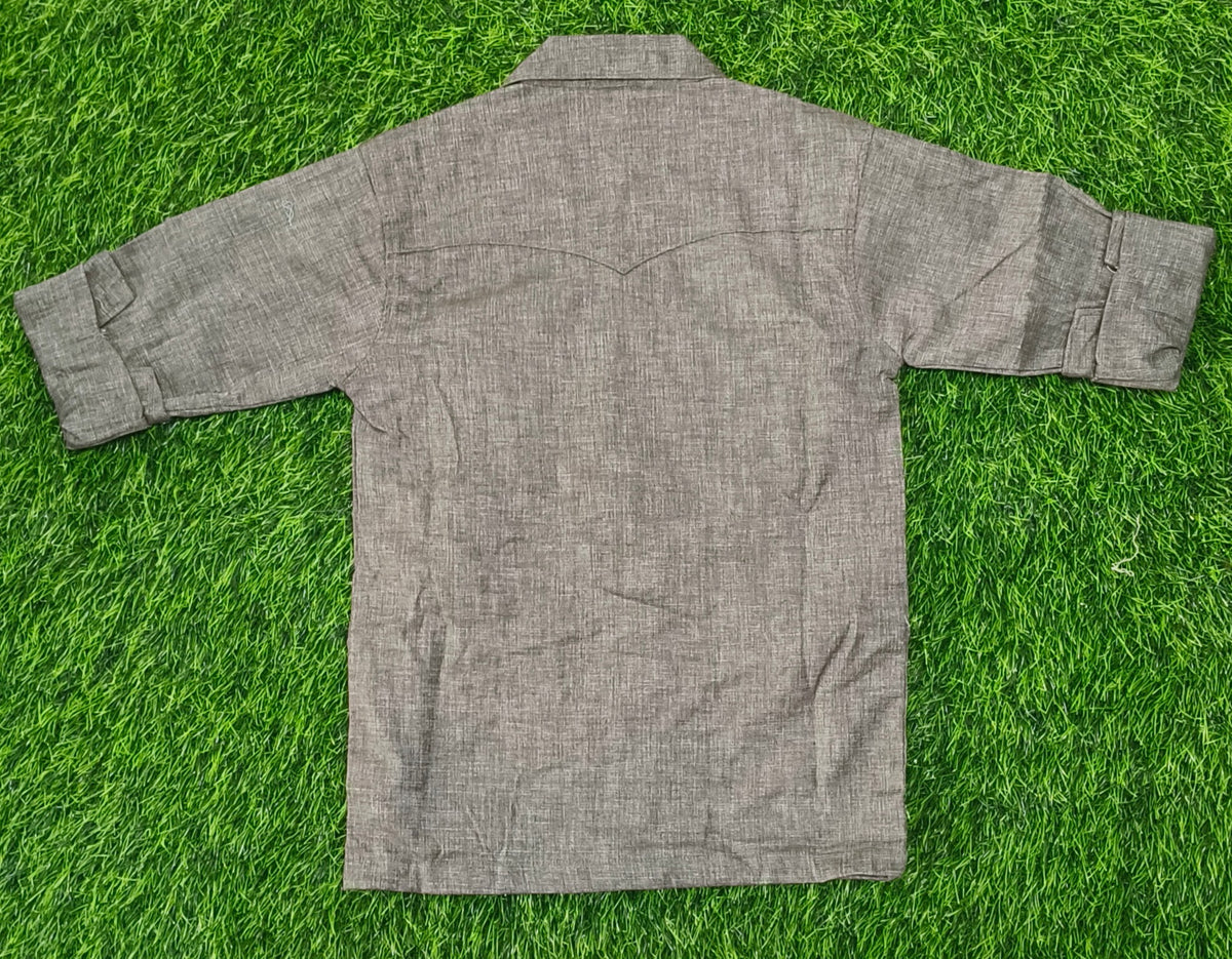 Boys Grey Multi-Pocket Full Sleeve Shirt