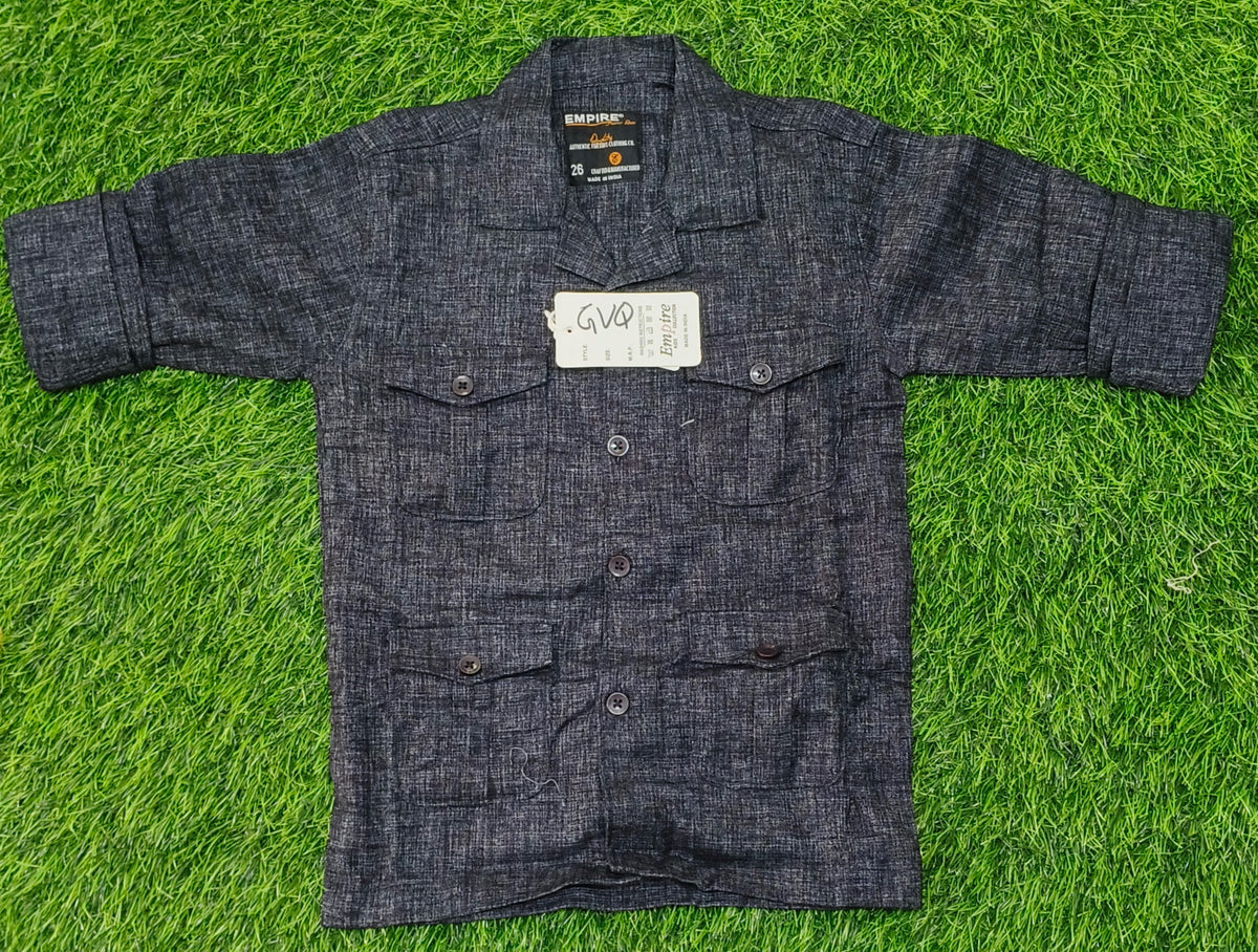 Boys Charcoal Grey Multi-Pocket Full Sleeve Shirt