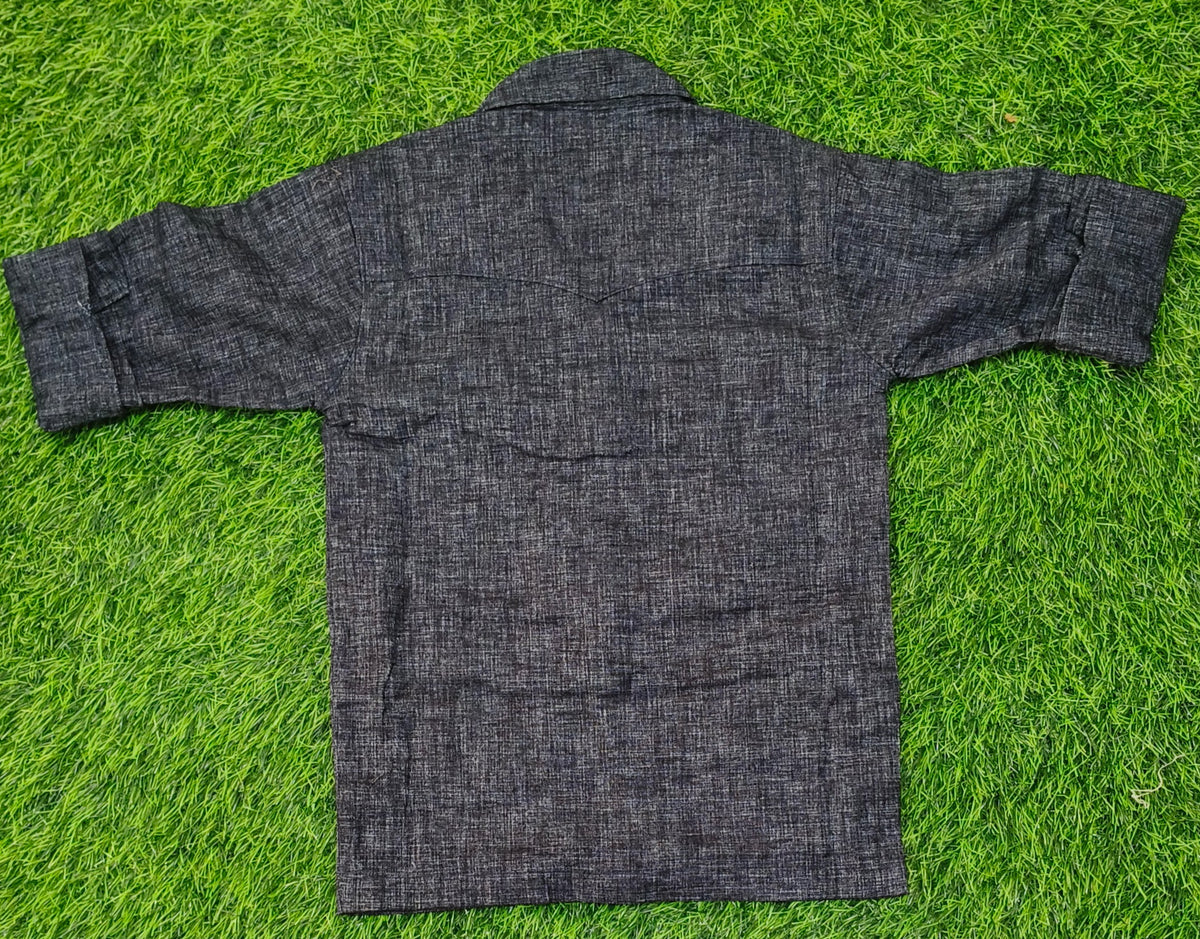 Boys Charcoal Grey Multi-Pocket Full Sleeve Shirt
