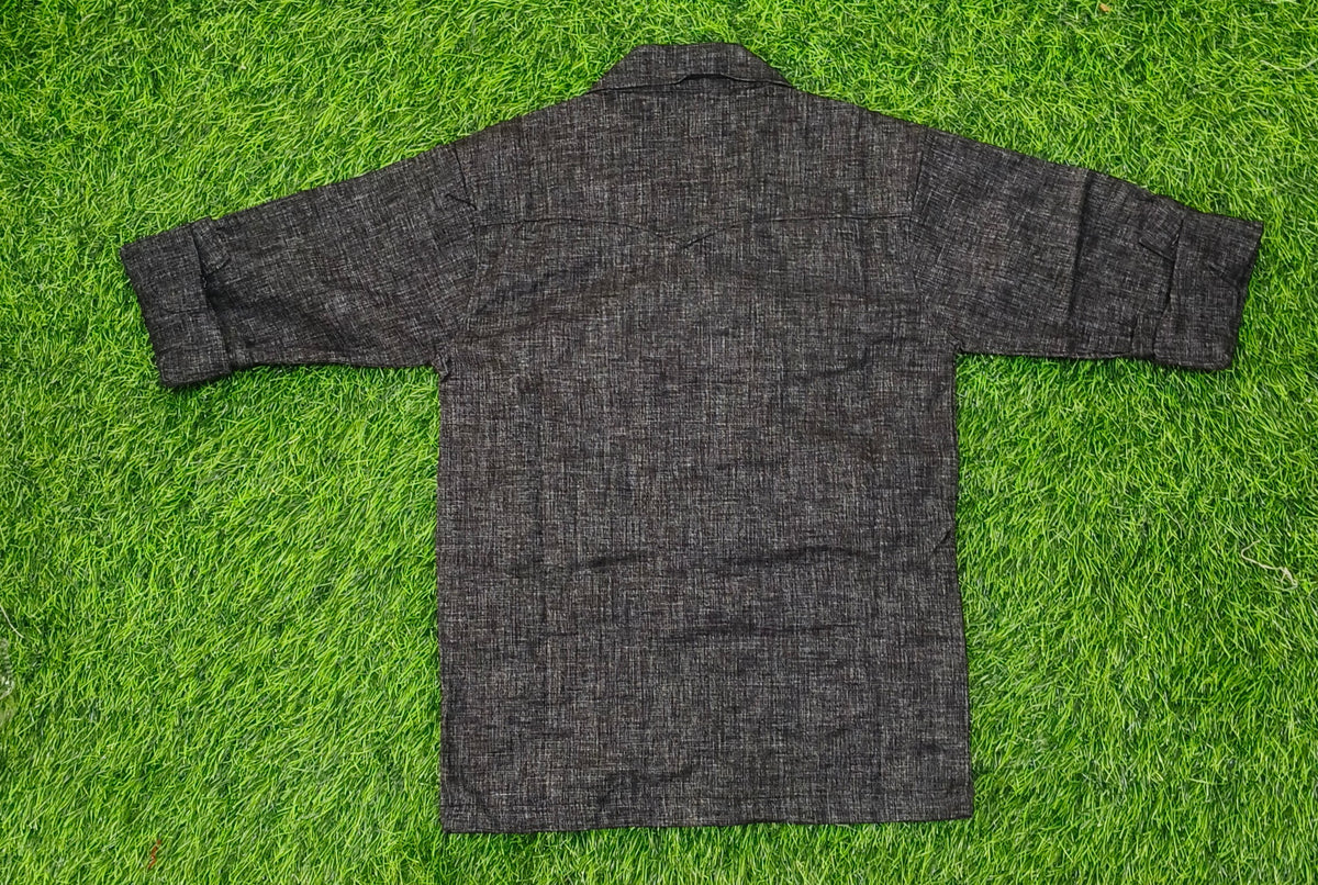 Boys Charcoal Black Multi-Pocket Full Sleeve Shirt