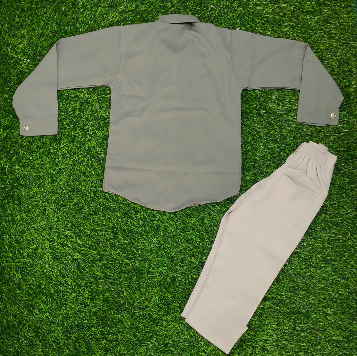 Boys Green Shirt & Cream Pant Party Wear Set