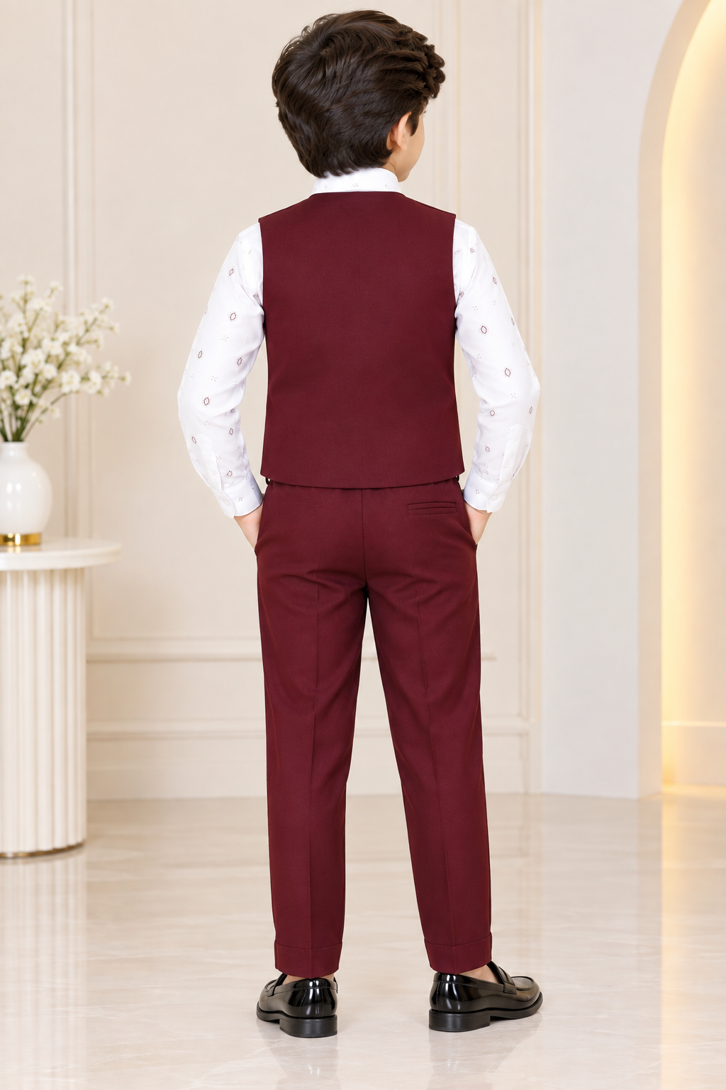 Boys Maroon Blazer Tie Party Wear Set