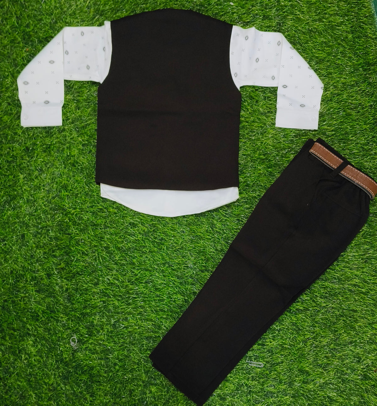 Boys Black Blazer Tie Party Wear Set