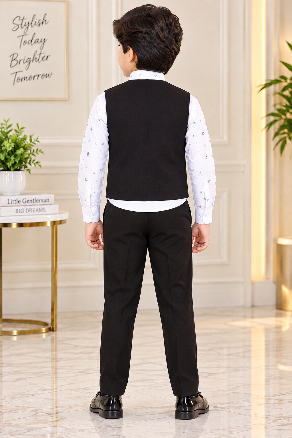 Boys Black Blazer Tie Party Wear Set
