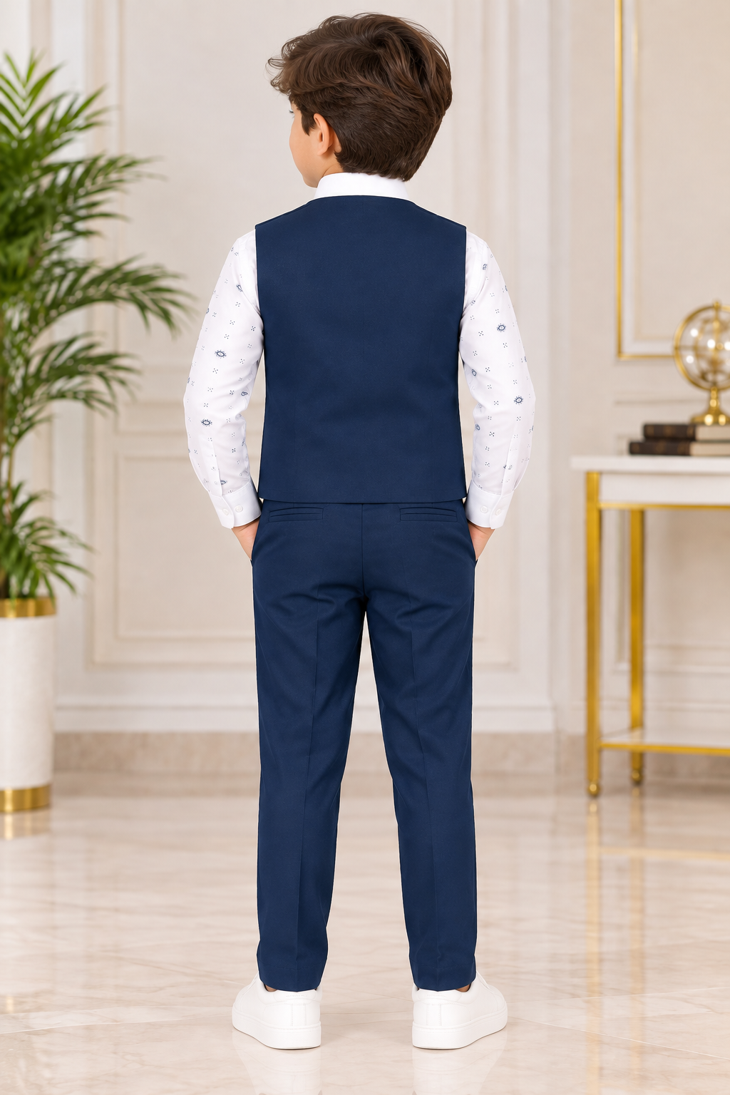Boys Dark Navy Blue Blazer Tie Party Wear Set