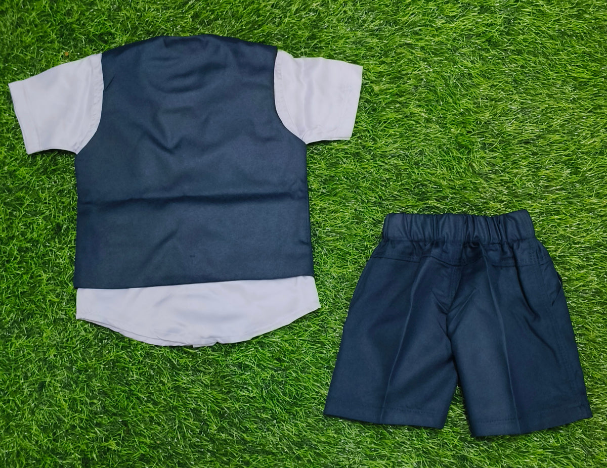 Boys Dark Navy Blue Blazer Bow Tie Party Wear Shorts Set