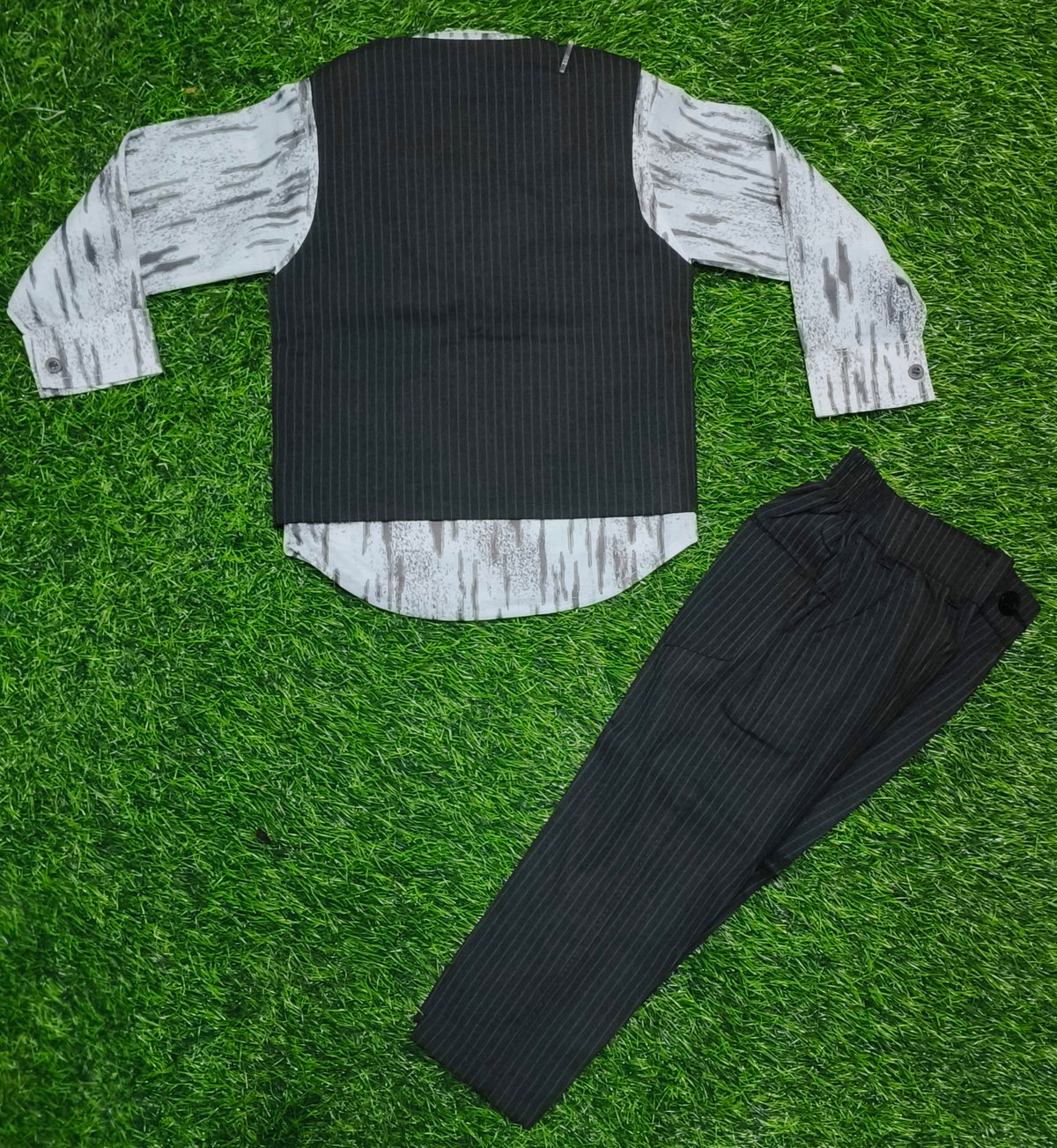 Boys Black Pinstripe Waistcoat Party Wear Set