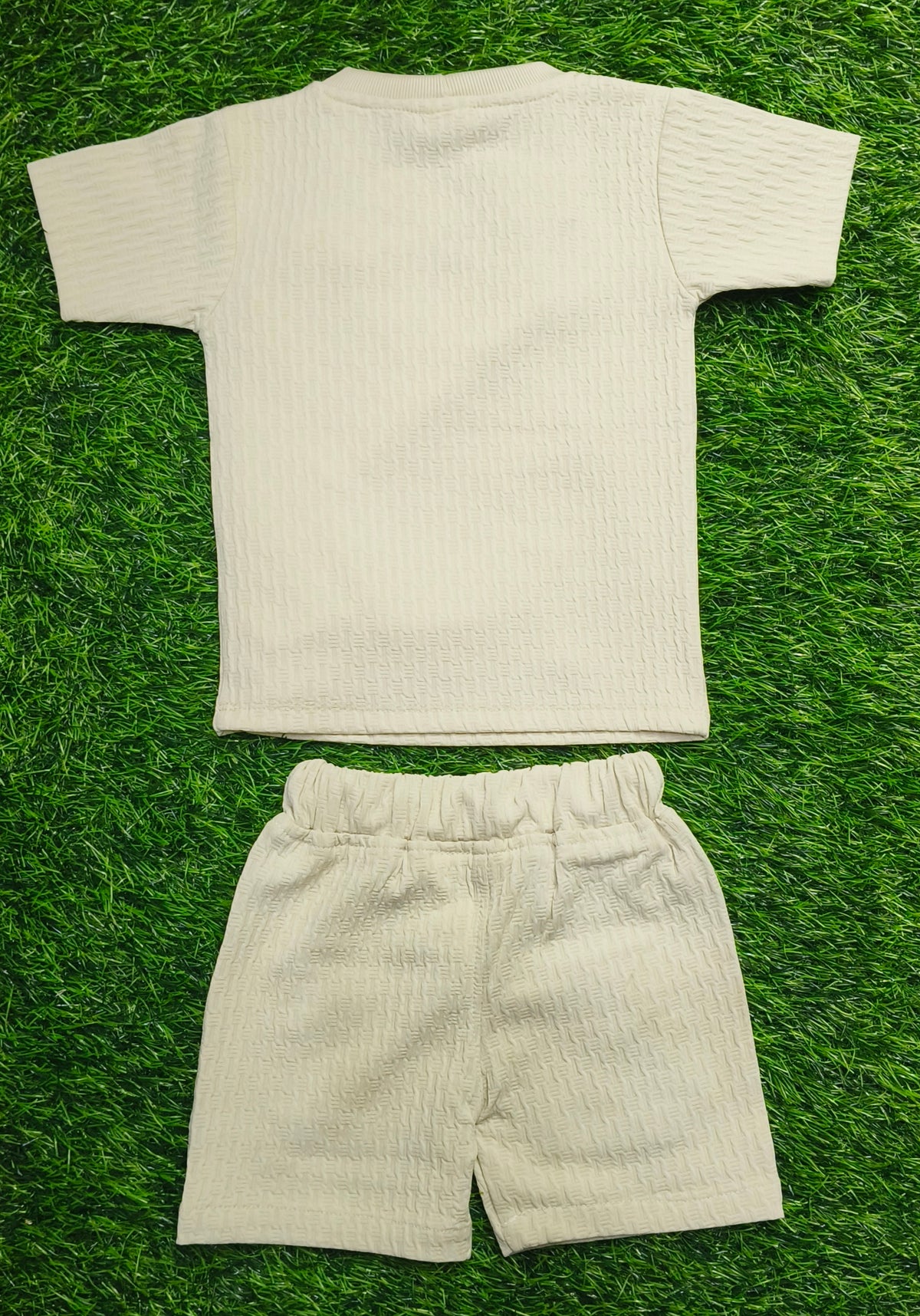 Kids Cream Mighty Muncher Textured T-Shirt & short Set