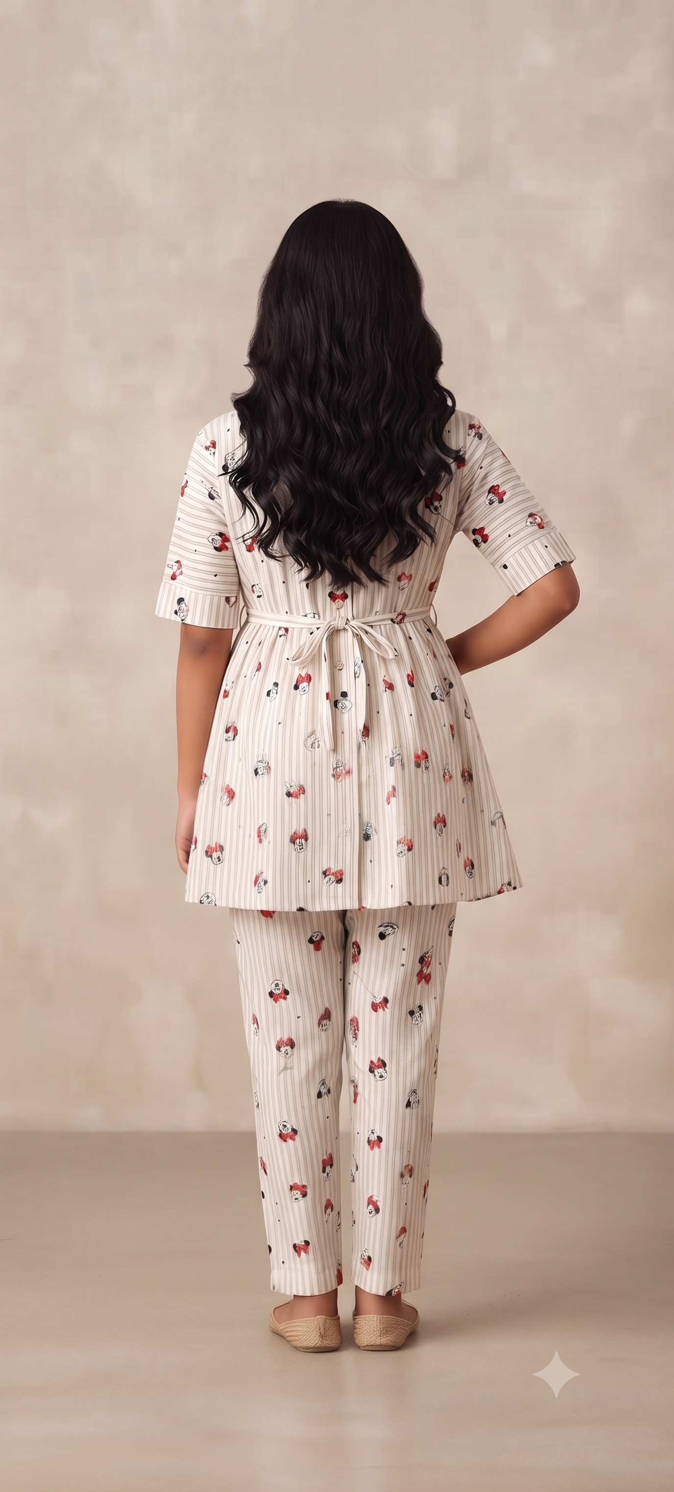 Playful Minnie Mouse Striped Peplum Co-Ord Set