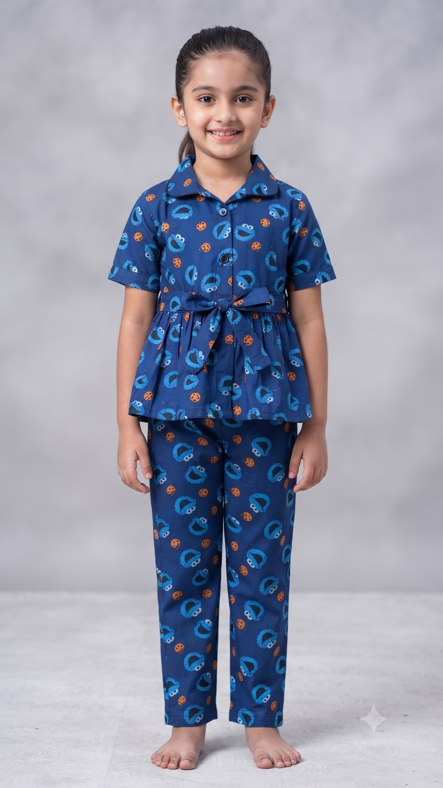 Playful Cookie Monster Navy Peplum Co-Ord Set