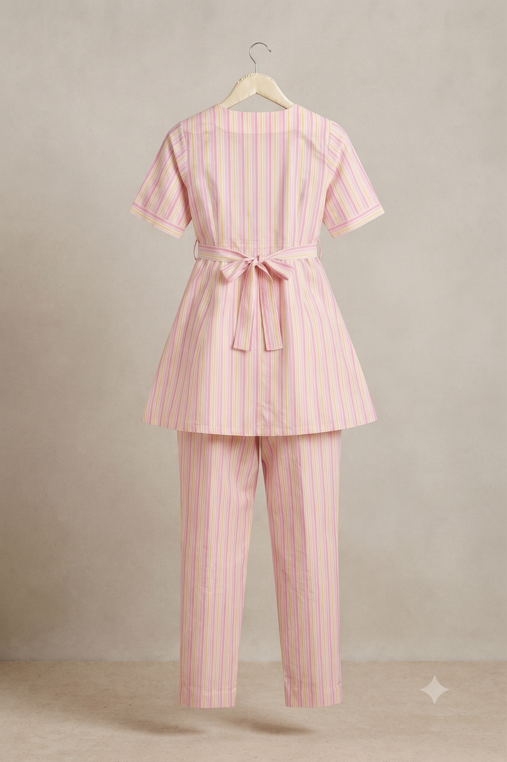 Pastel Candy Stripe Peplum Top & Pants Co-Ord Set