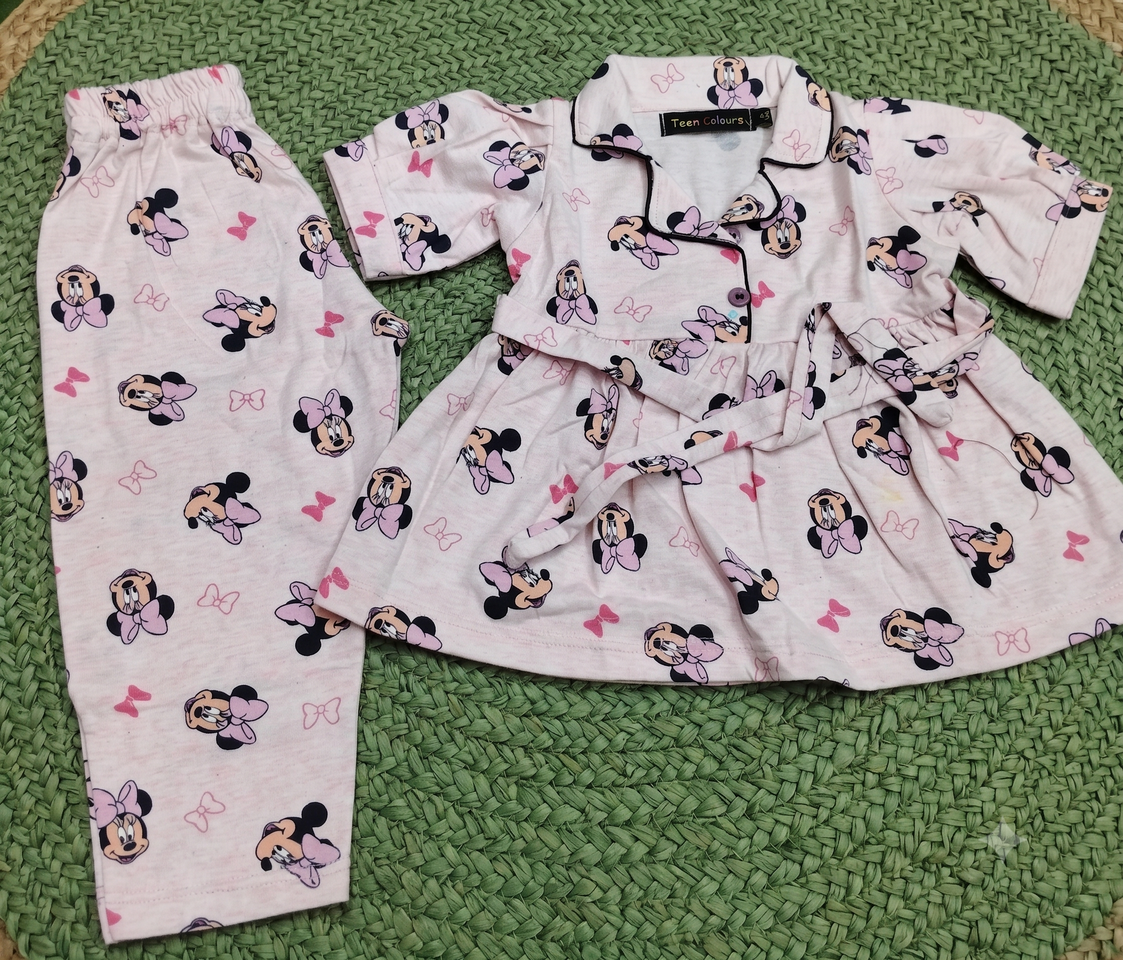 Sweet Pink Minnie Mouse & Polka Dot Peplum Co-Ord Set