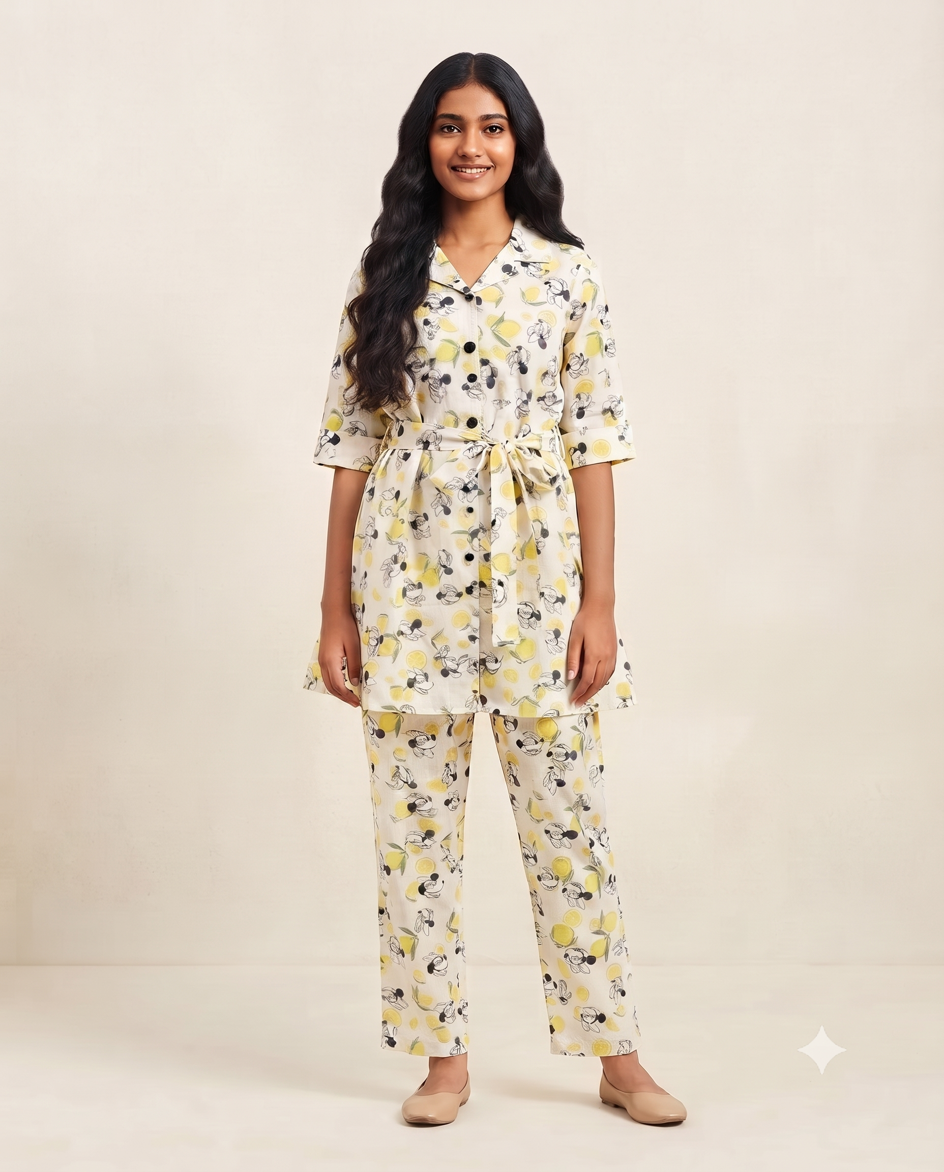 Fresh Lemon & Minnie Mouse Peplum Co-Ord Set