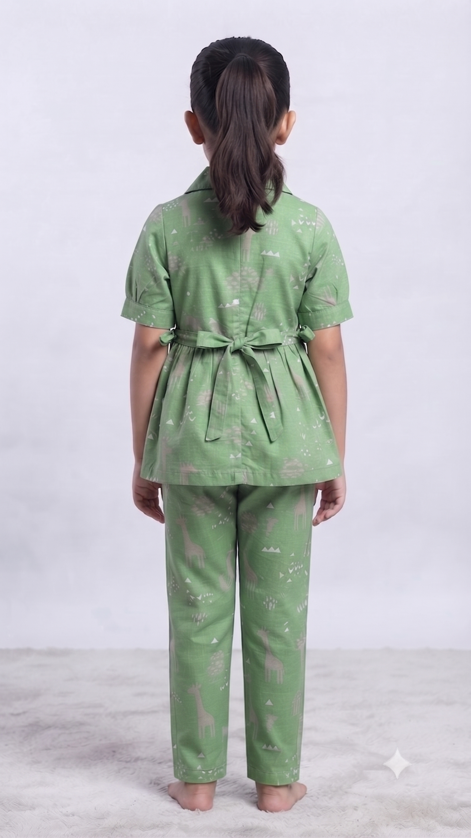 Playful Safari Giraffe Print Green Peplum Co-Ord Set