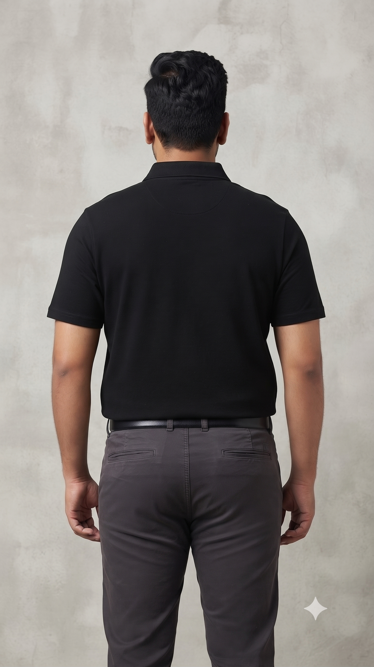 Men’s Black Solid Polo T-Shirt with Side Slits