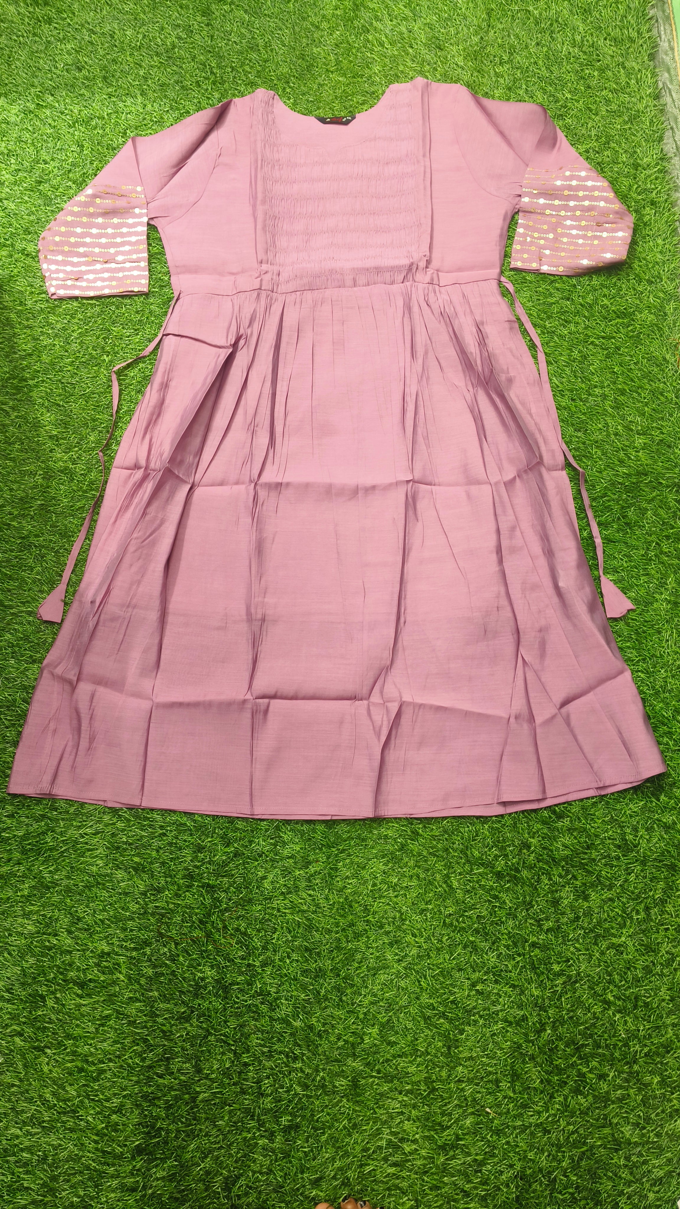 Elegant Dusty Purple Single Piece Kurti with Adjustable Waist Tie