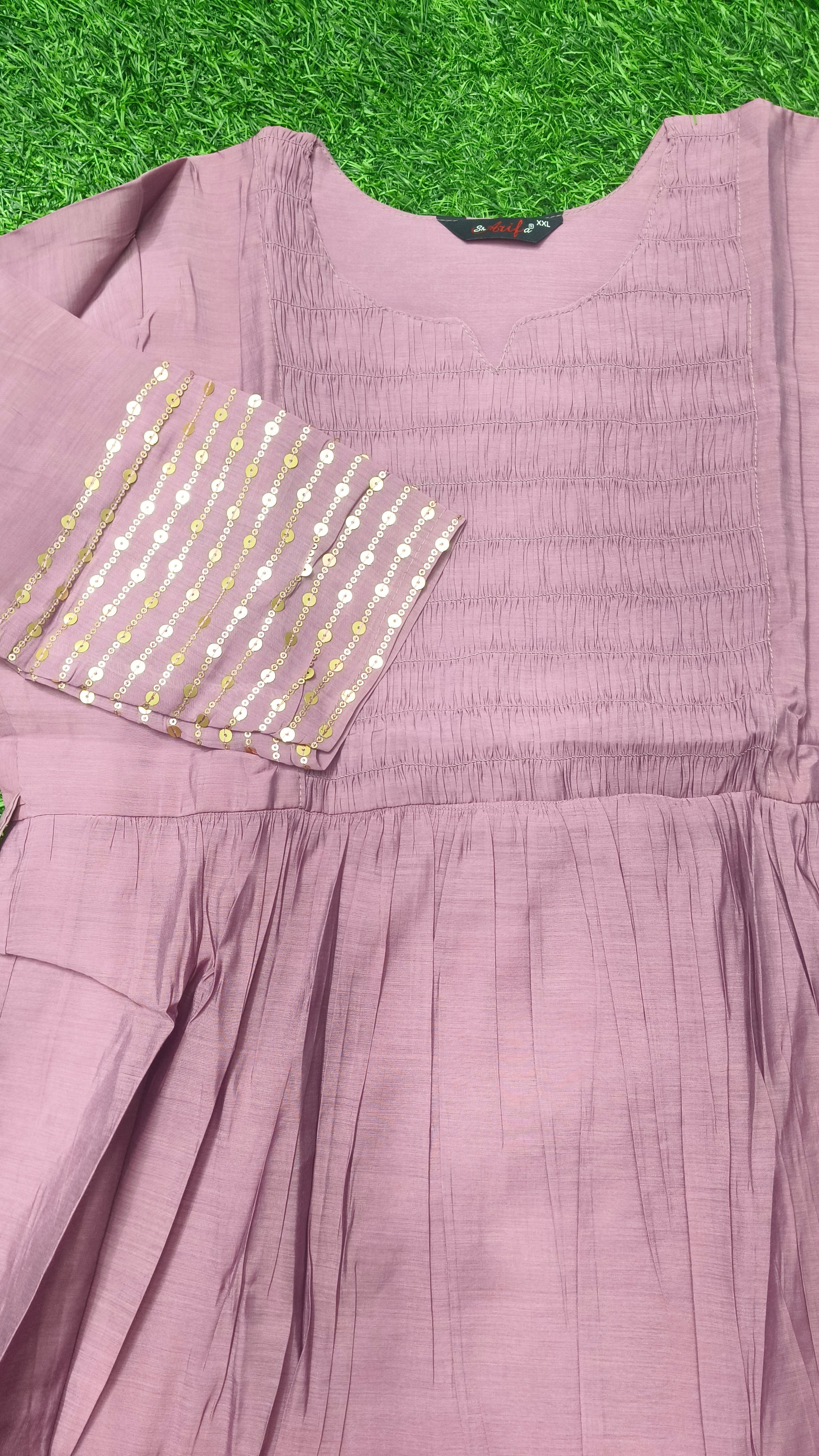 Elegant Dusty Purple Single Piece Kurti with Adjustable Waist Tie