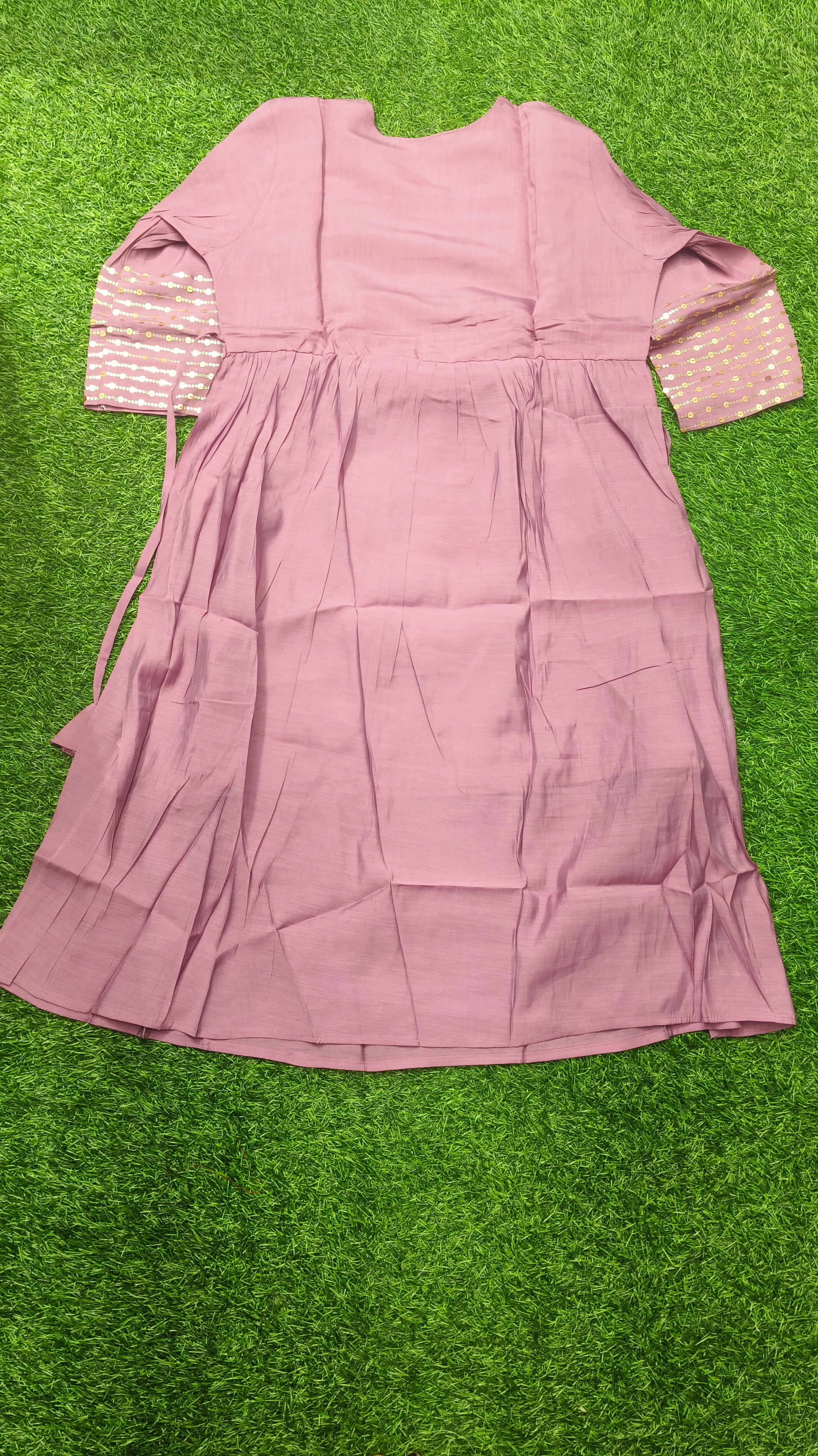 Elegant Lavender Rayon Single Piece Kurti with Adjustable Waist Tie