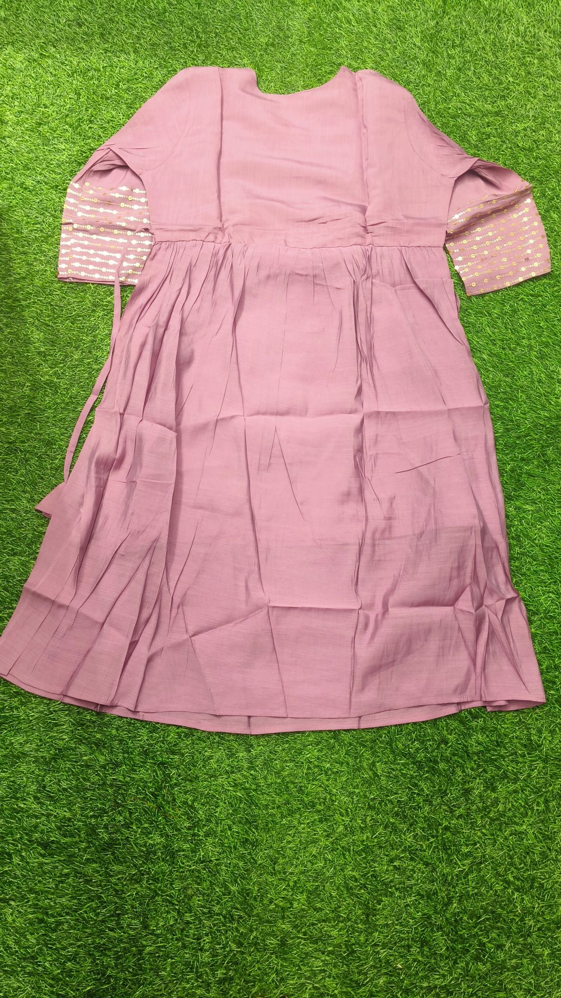 Elegant Dusty Purple Single Piece Kurti with Adjustable Waist Tie