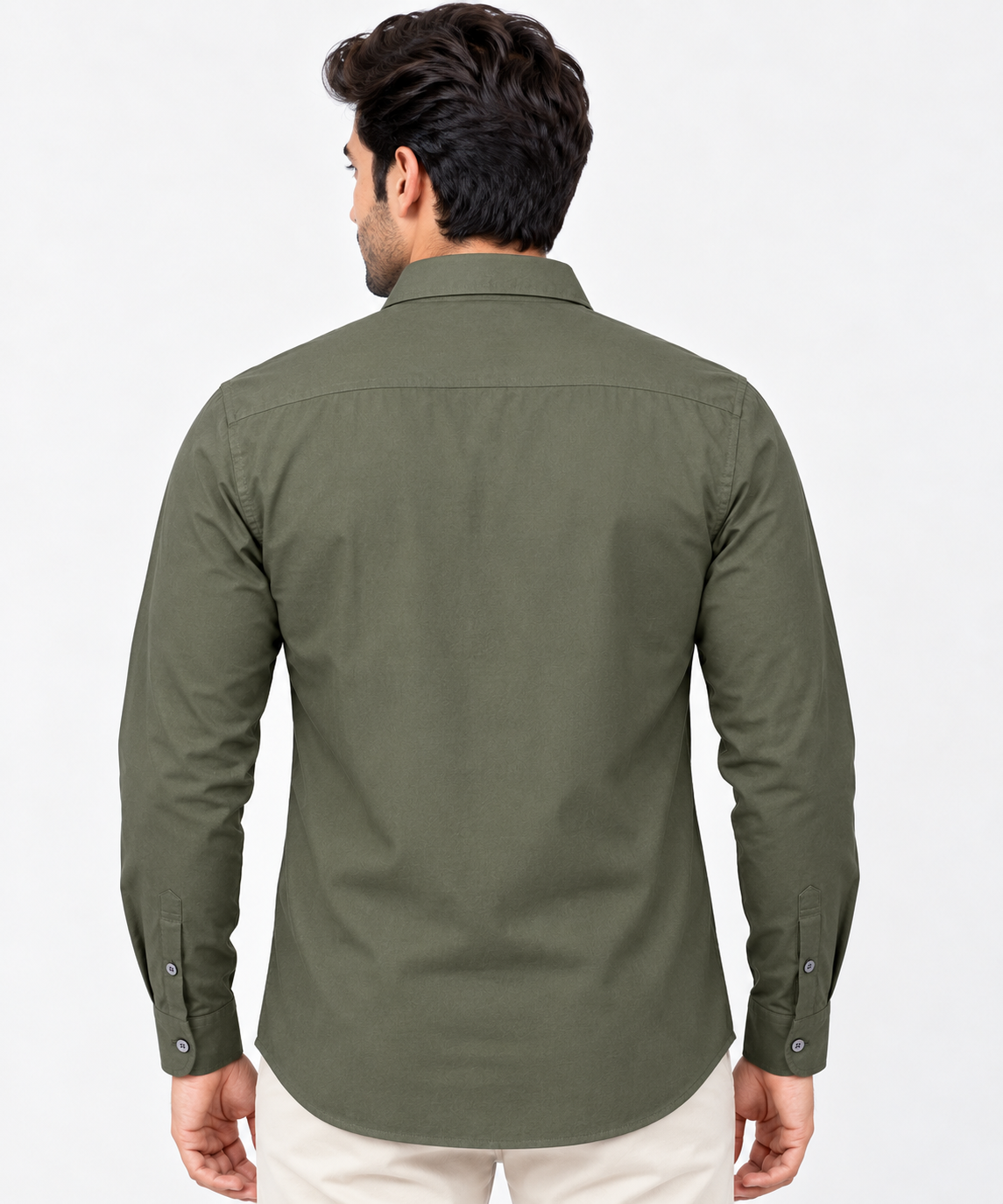 Men's Olive Green Solid Full Sleeve Shirt