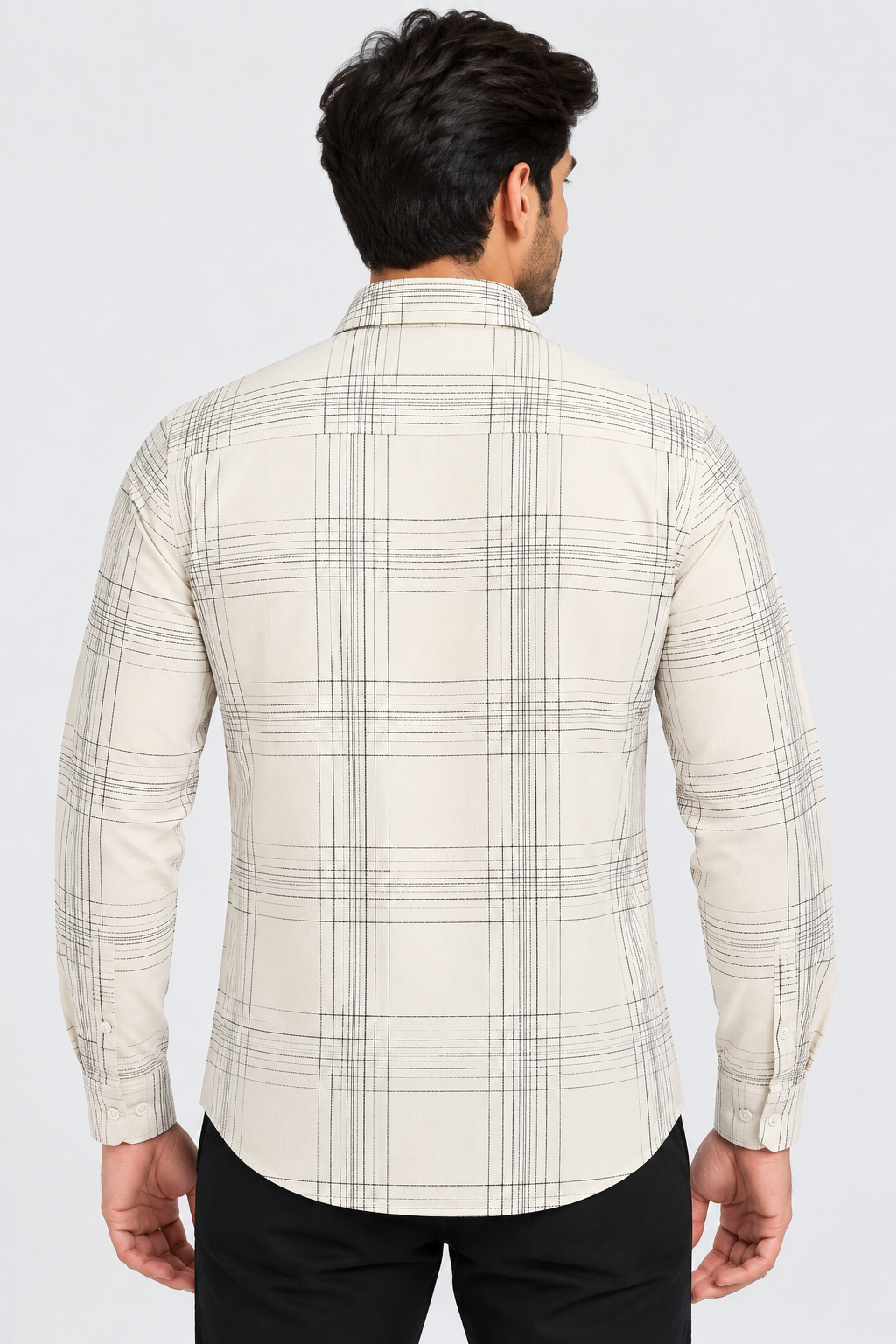 Men’s Off-White Checked Full Sleeve Shirt
