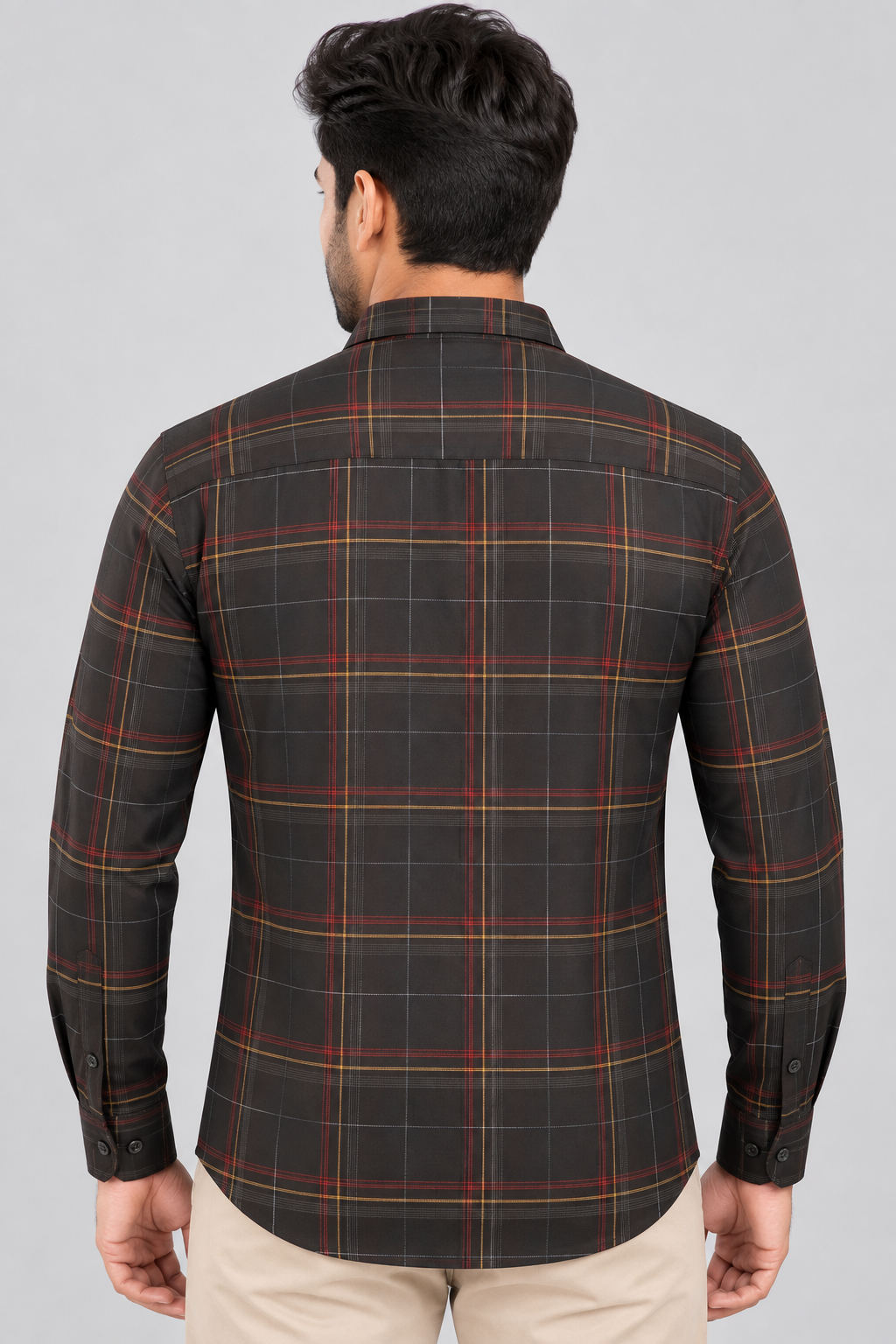 Men’s Black Multicolour Checked Full Sleeve Shirt