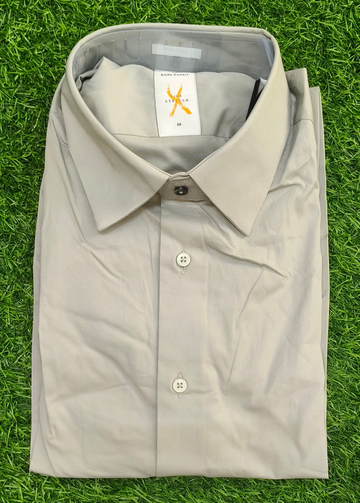 Men’s Light Grey Solid Full Sleeve Stretch Shirt