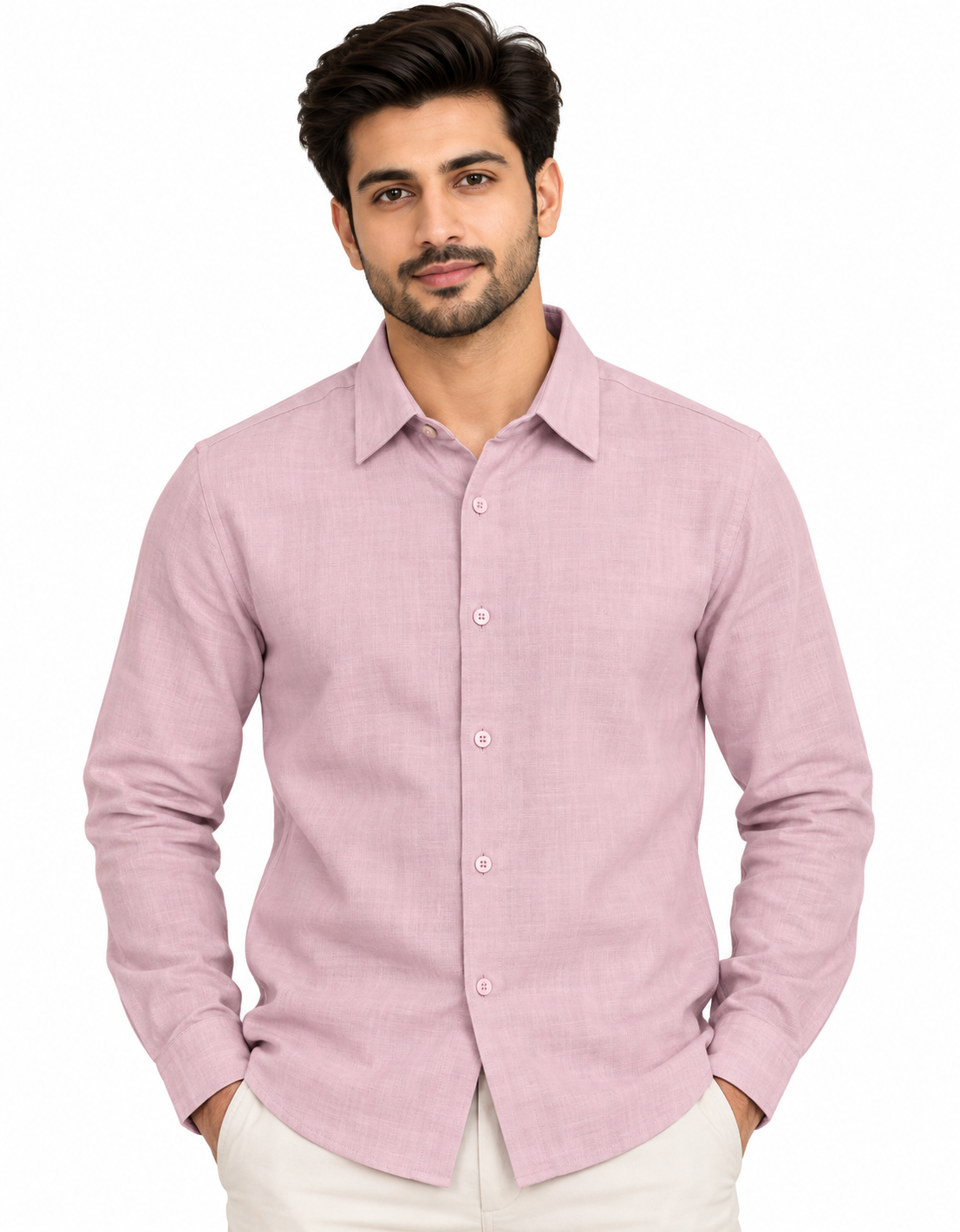Men’s Light Mauve Solid Full Sleeve Shirt