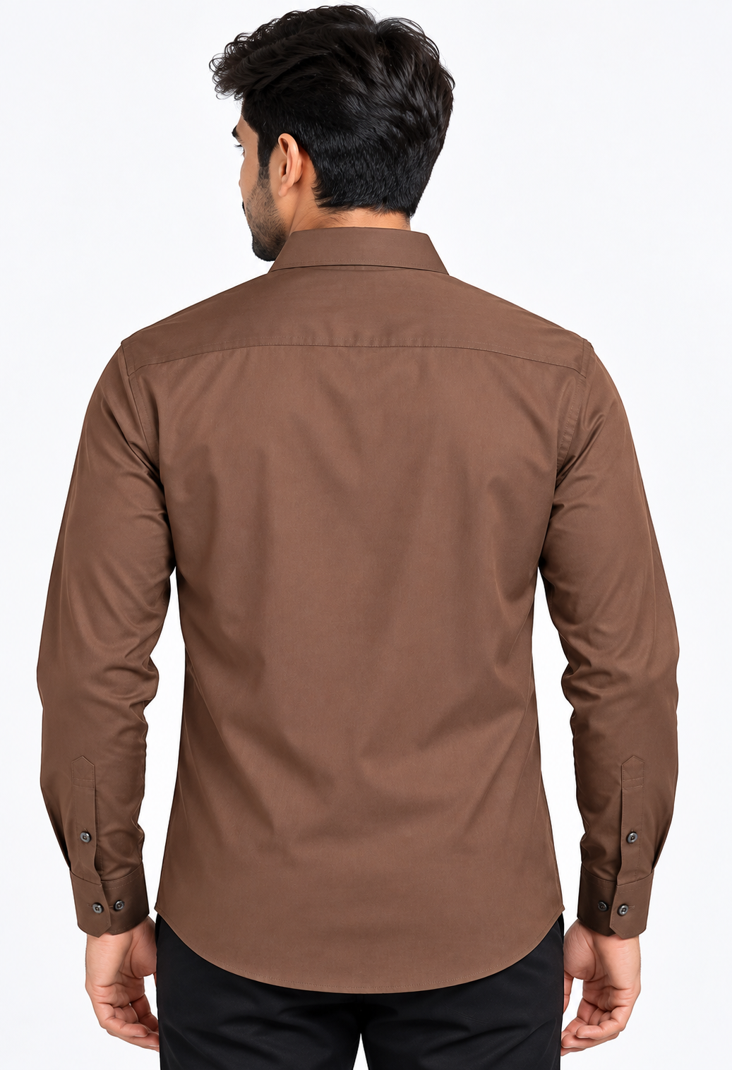Men’s Dark Brown Solid Full Sleeve Shirt