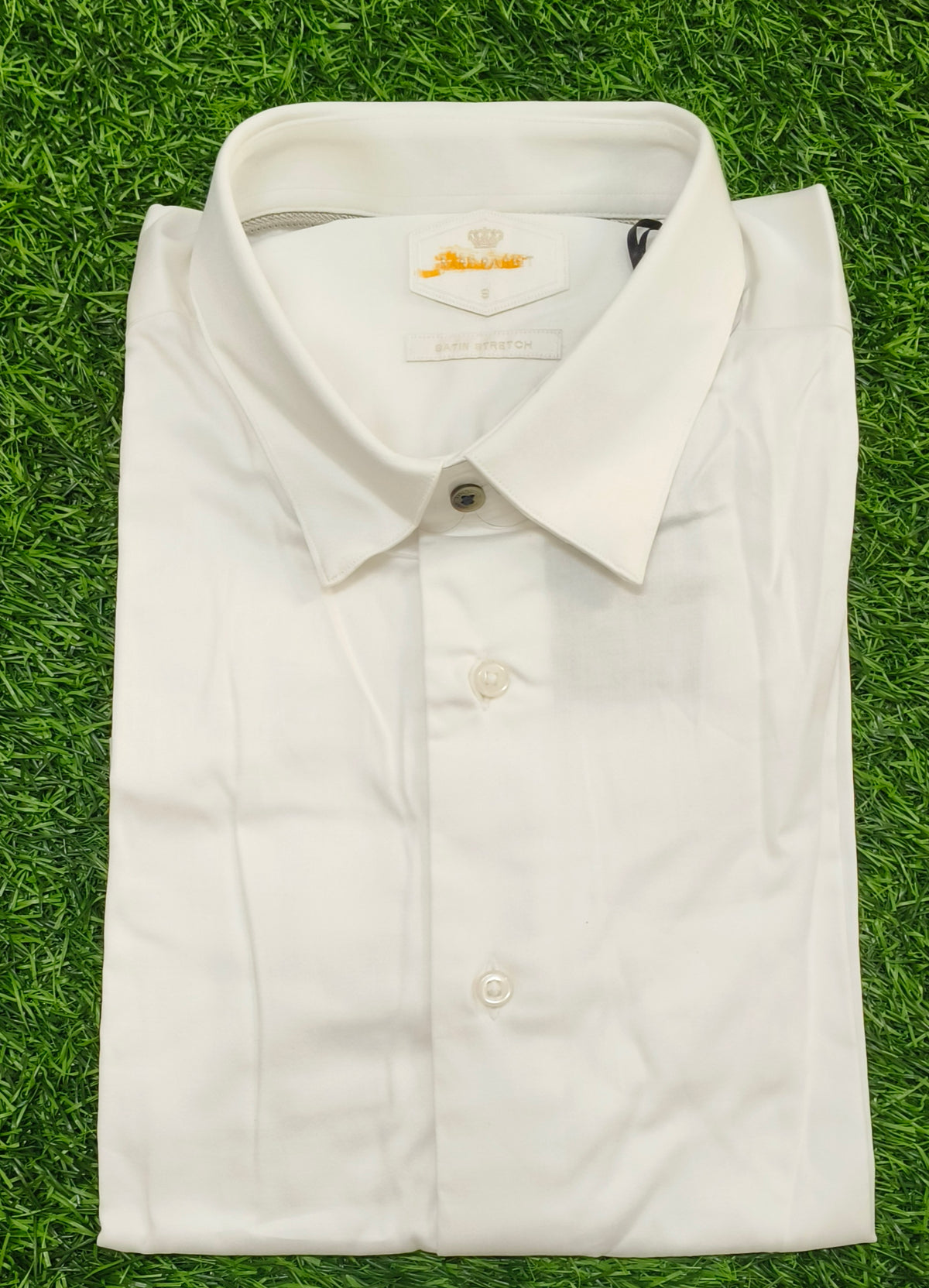 Men’s White Solid Full Sleeve Stretch Shirt