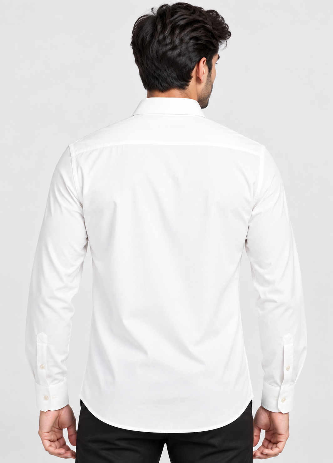 Men’s White Solid Full Sleeve Stretch Shirt