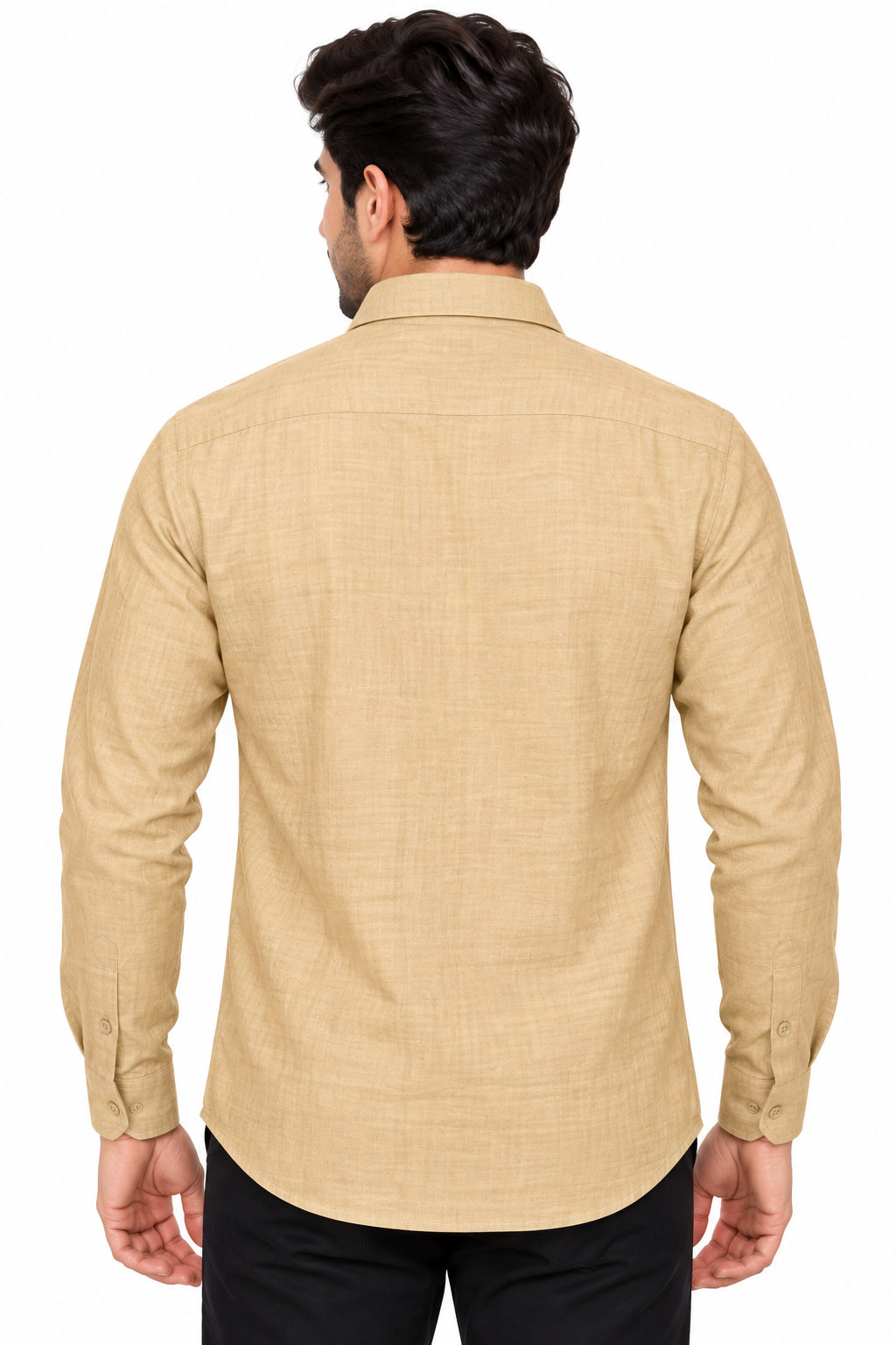 Men’s Beige Textured Full Sleeve Shirt
