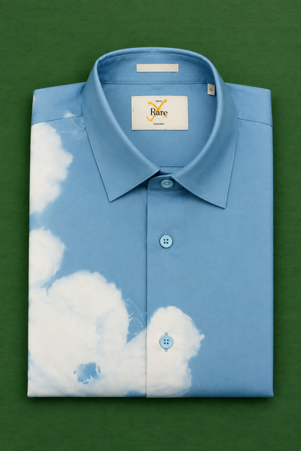 Men’s Sky Blue & White Floral Print Half Sleeve Shirt