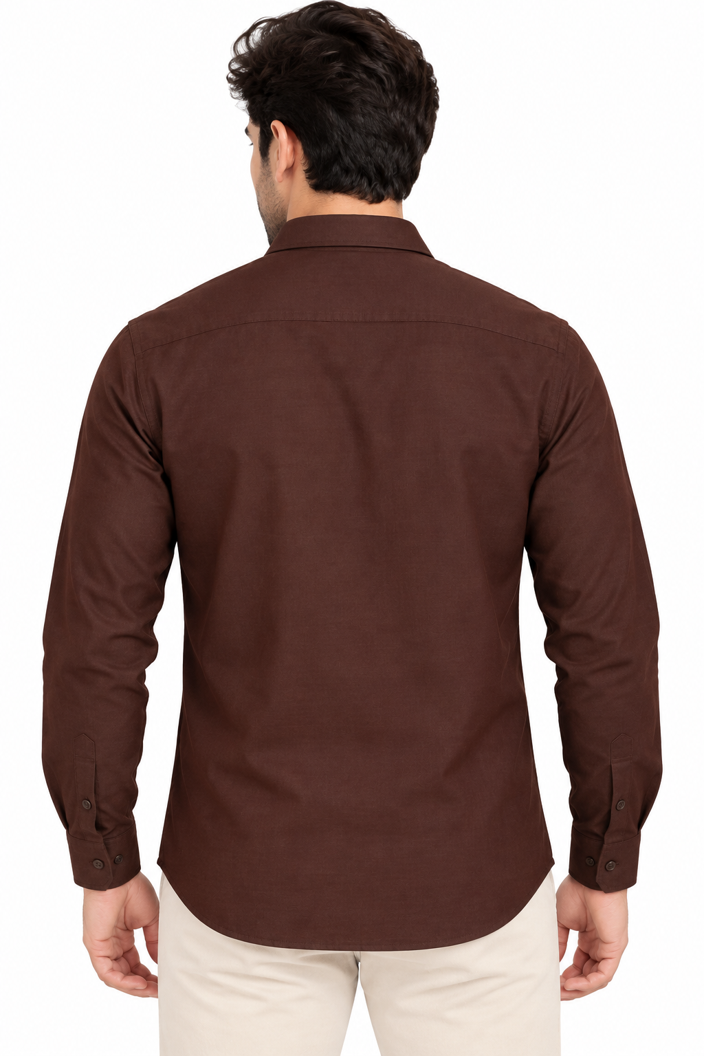 Men’s Chocolate Brown Solid Full Sleeve Cotton Shirt