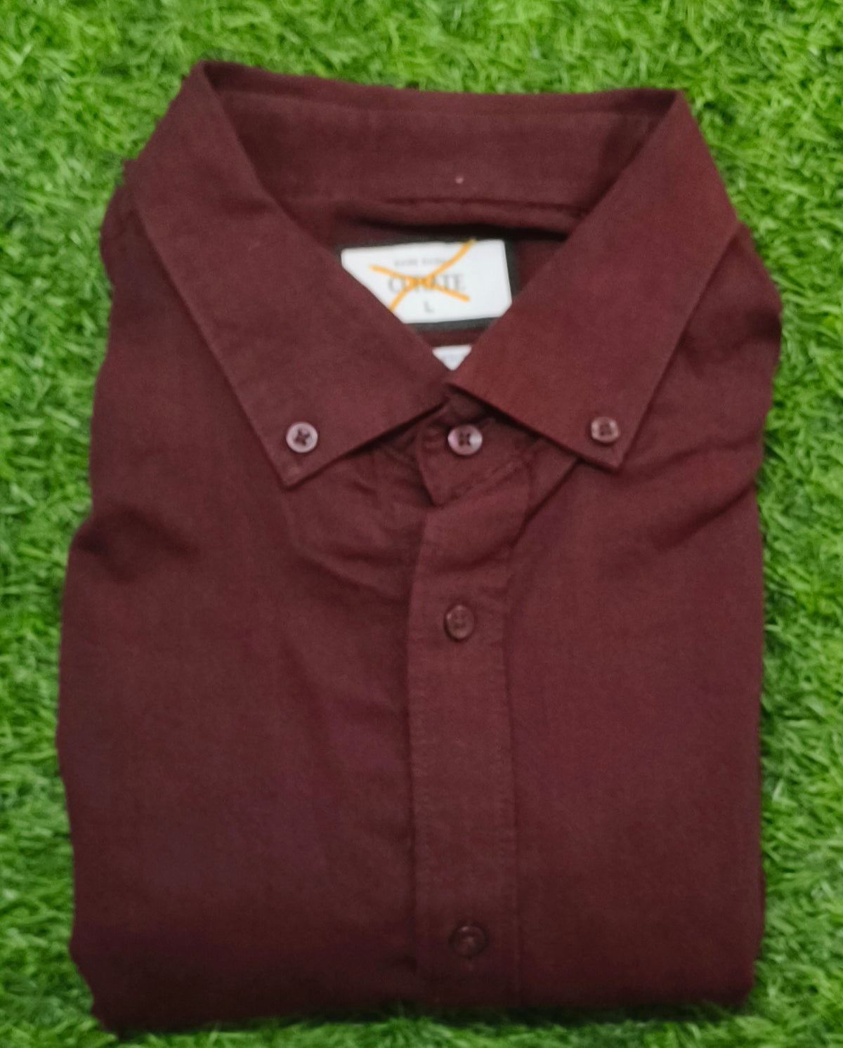 Men’s Maroon Solid Button-Down Collar Shirt