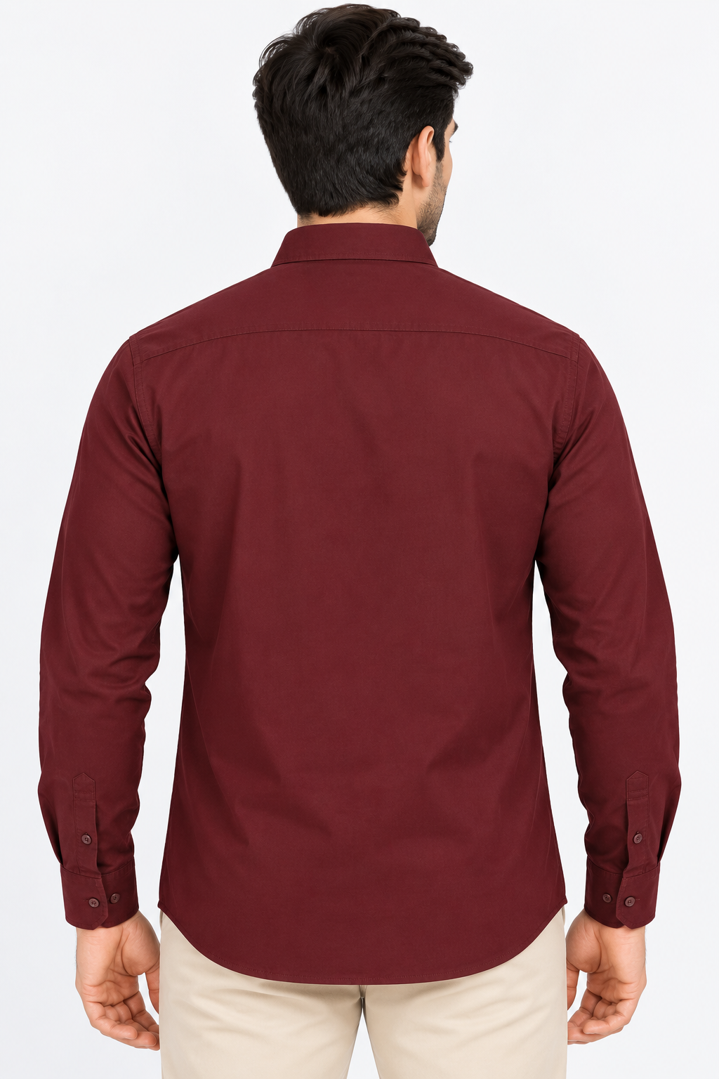 Men’s Maroon Solid Button-Down Collar Shirt