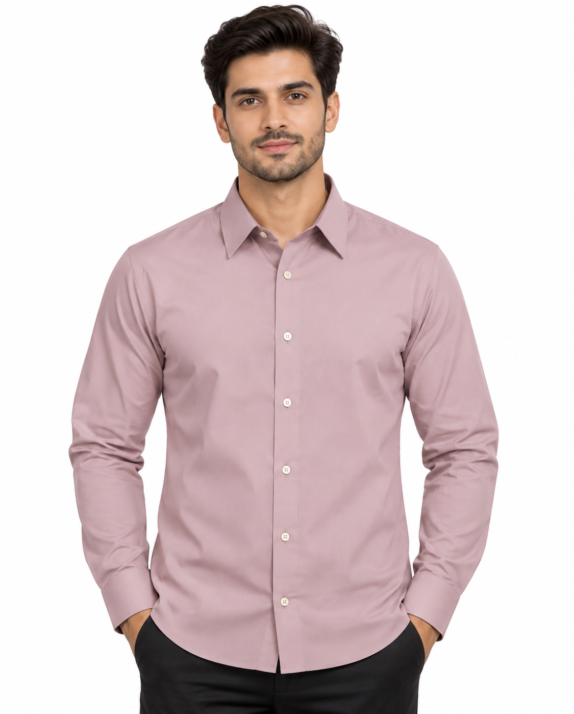 Men’s Dusty Pink Solid Full Sleeve Shirt